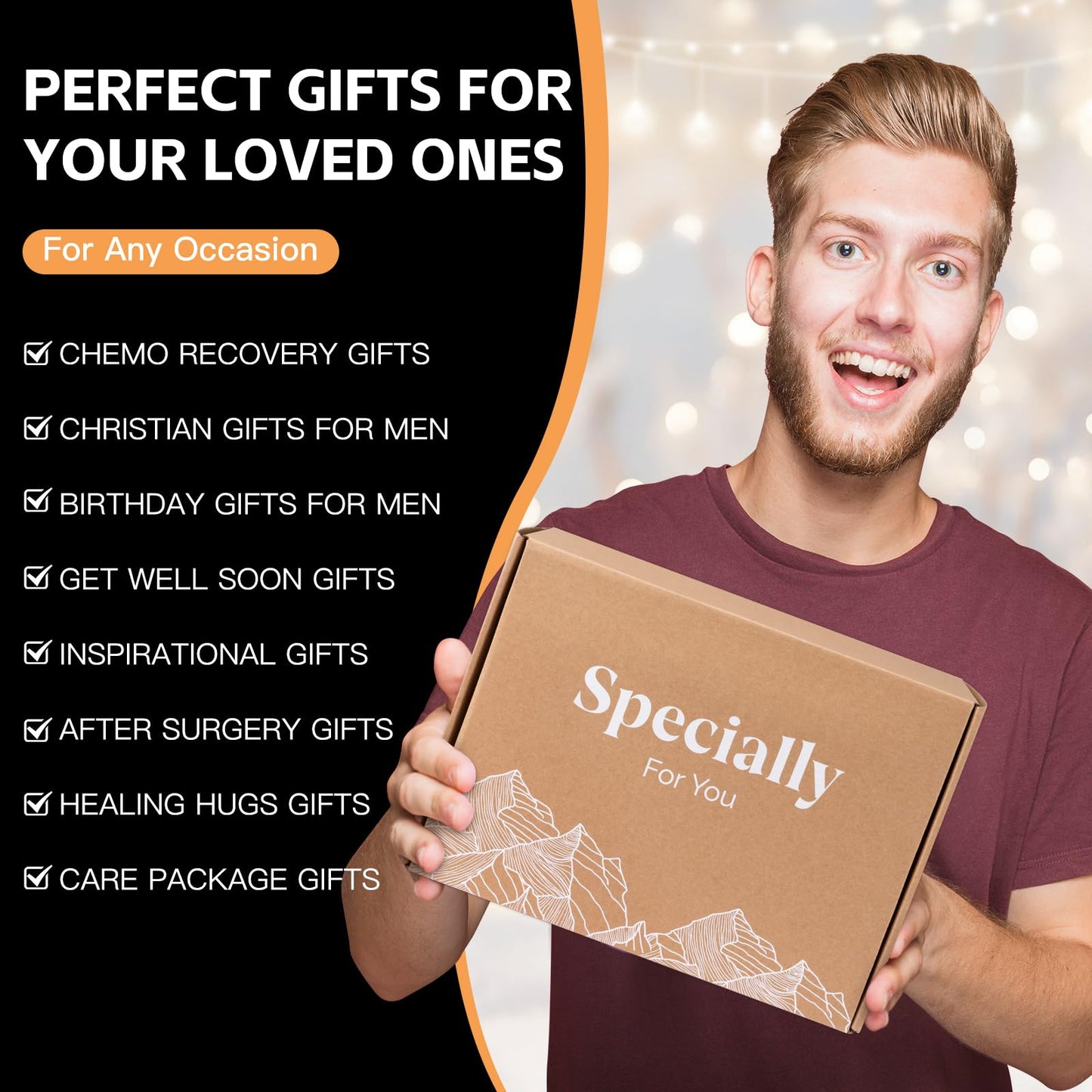 Get Well Soon Gift Baskets for Men, Self Care Package for Men, Fathers Day Gifts Basket with Plush Blanket Ceramic Mug Socks, Thinking Of You/After Surgery/Sympathy Gifts for Men Dad Brother Husband