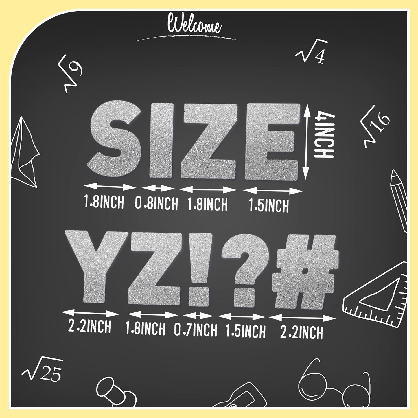 Harloon 232 Pcs 24 Sheets Large Glitter Letter Stickers Big Font Alphabet Letter Stickers Self Adhesive Letters Kit Mailbox Stickers for Mailbox Bulletin Boards Classroom Home Decor (Silver,4 Inch)