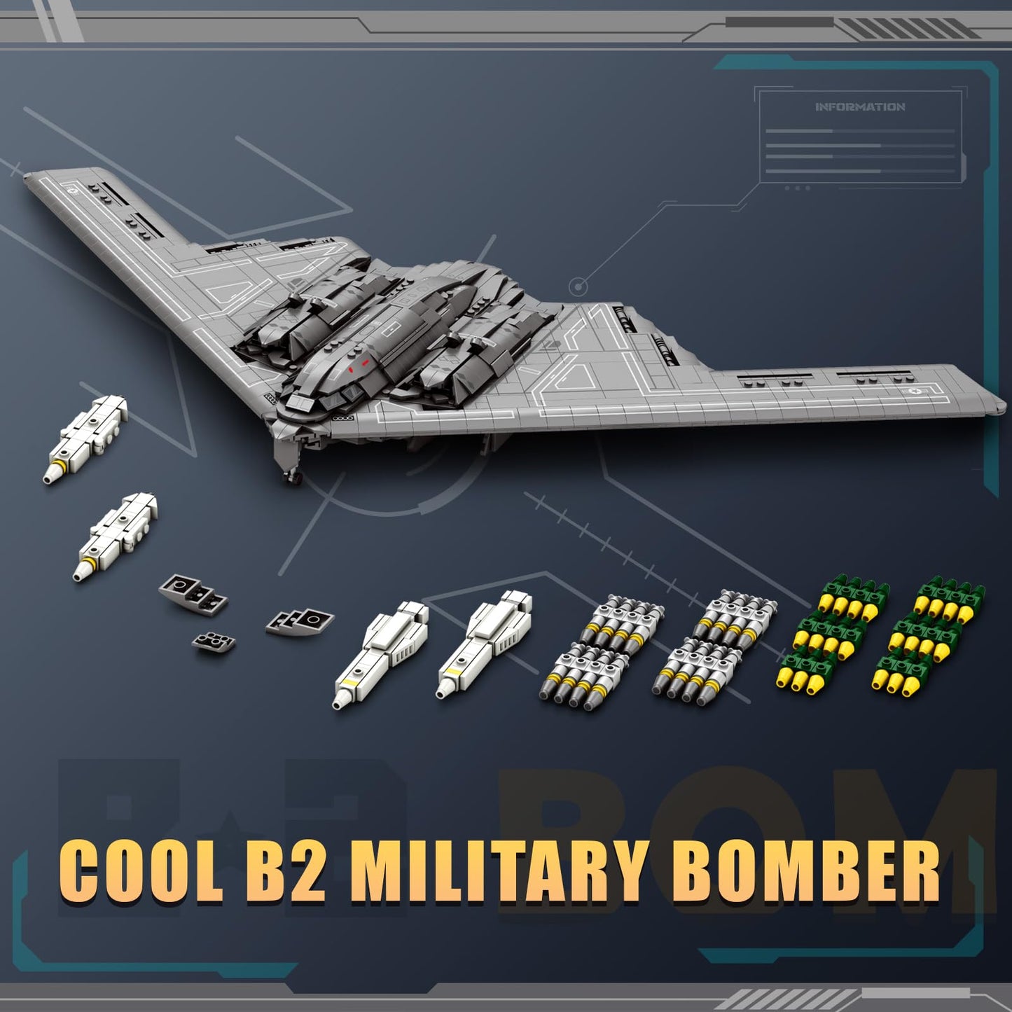 Reobrix Fighter Jet Building Set 33038, B2 Military Bomber Plane for Adults, Aviation Airplane Cool Jet Model Collection for Boys,Ideal Gifts for Kids 14+, Men and Military Fans