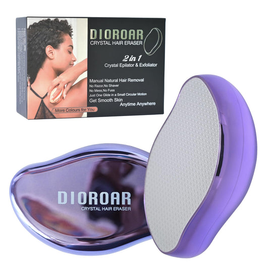 DIOROAR Crystal Hair Eraser,Upgrade Crystal Hair Remover,Physical Nano Glass Hair Removal Device,Painless Epilator and Exfoliator Without Shaver for Quick Soft Silky Skin(Violet)