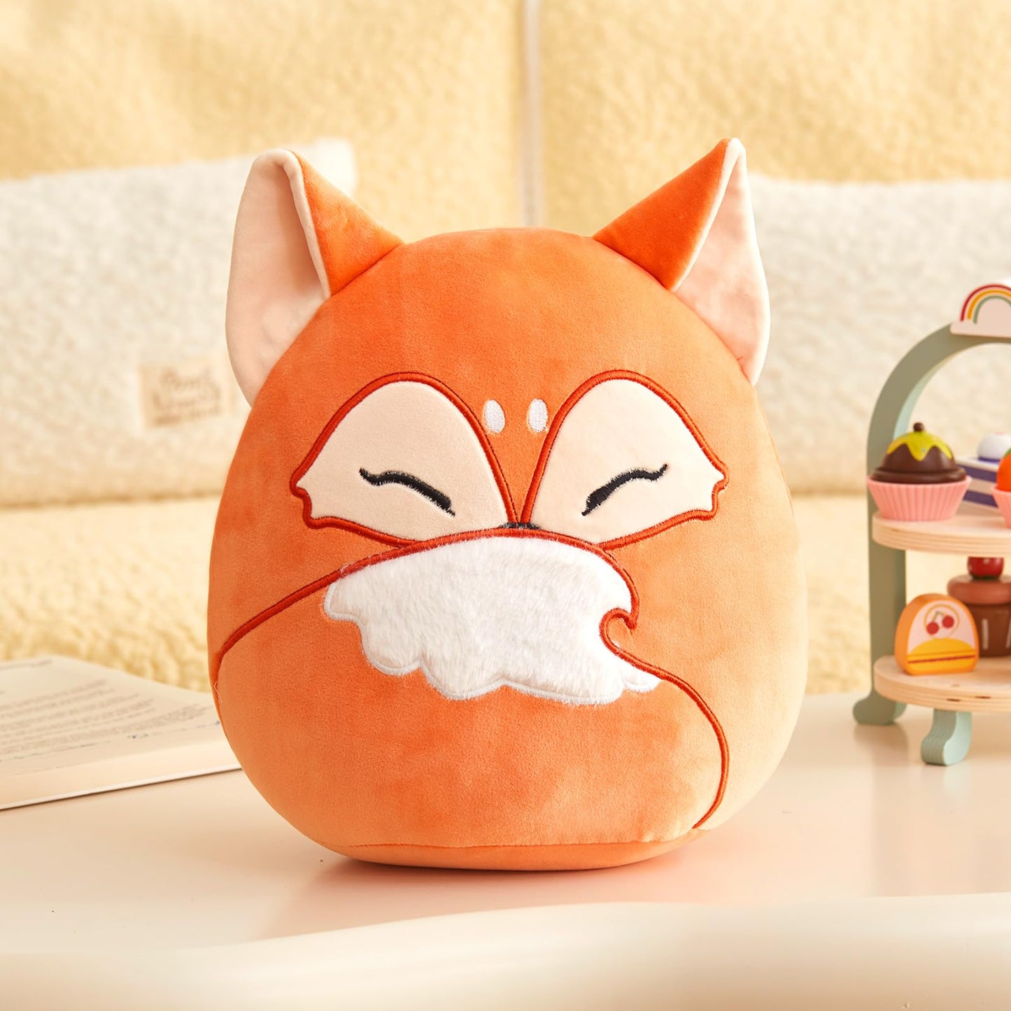 Glow Guards 12" Red Fox Plush Pillow Cute Stuffed Animals Durable Squishy Pillow Soft Toy Birthday Gifts for Kids Boys Girls