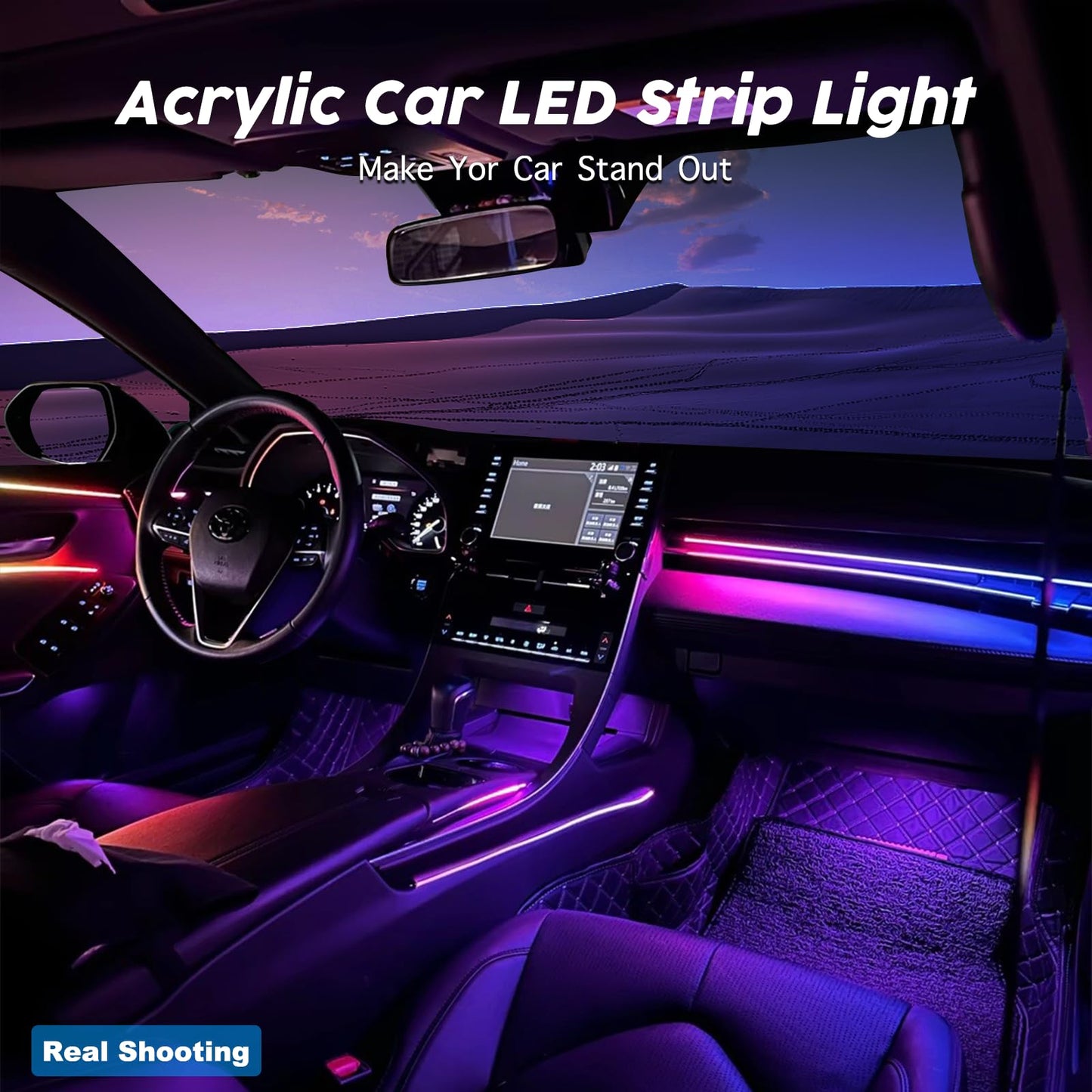 SAMGCHI Interior Car LED Lights, RGB Dream Color Acrylic LED Lights for Car, Ambient Lighting Kits with Wireless APP and RF Remote Control, Music Sync Dynamic Chasing (10 in 1)