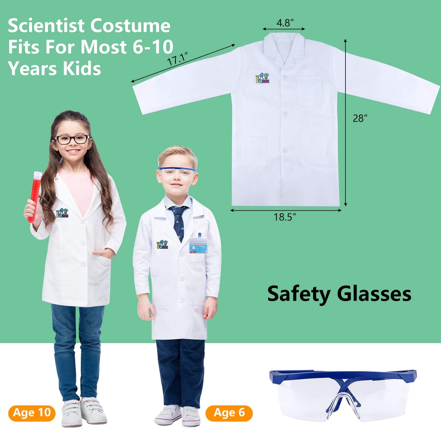 INNOCHEER Kids Science Experiment Kit with Lab Coat Scientist Costume Dress Up and Role Play Toys Gift for Boys Girls Kids Christmas Birthday Party