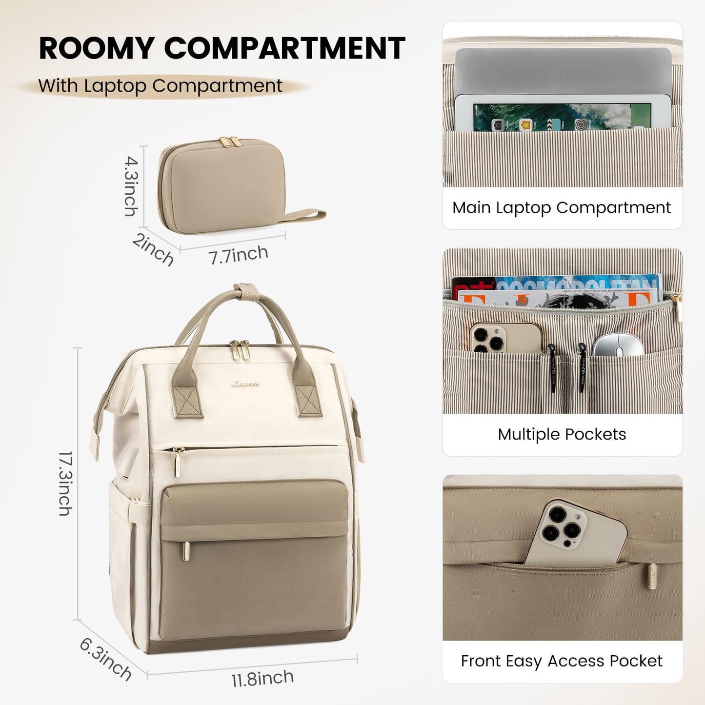 LOVEVOOK Laptop Backpack for Women,15.6 Inch Work Teacher Nurse Bag,Business Computer Backpack Purse with USB Port,Stylish Casual Daypack for Travel