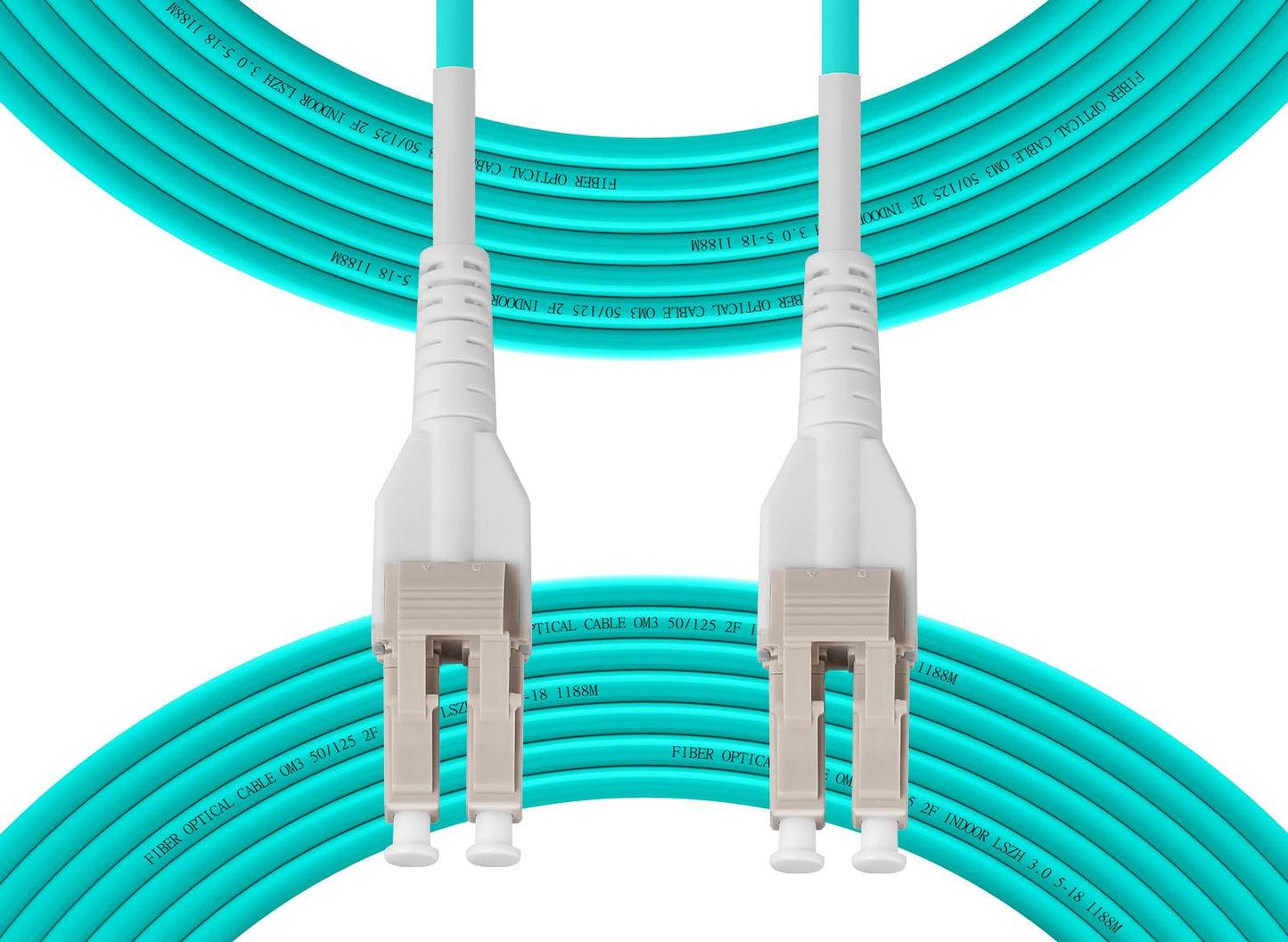 Fibergaga-Uniboot OM3 LC to LC Fiber Patch Cable, Multi-Mode Duplex Fiber Optic Cable Jumper Optical Patch Cord 10GB, 50/125μm,LSZH Jacket,Length Options: 0.5m-100m,100M(328ft)