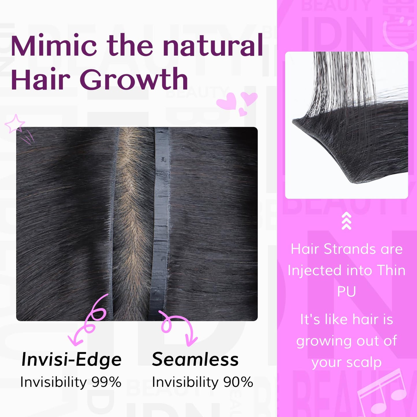 IDN BEAUTY 5+2 Invisi Edge Seamless Clip in Hair Extensions Human Hair Combo Pack, Kinky Curly 18 Inch 110g 5pcs invisible Edge and 2pcs Seamless Clip ins for Black Women Natural Black No Leave Out