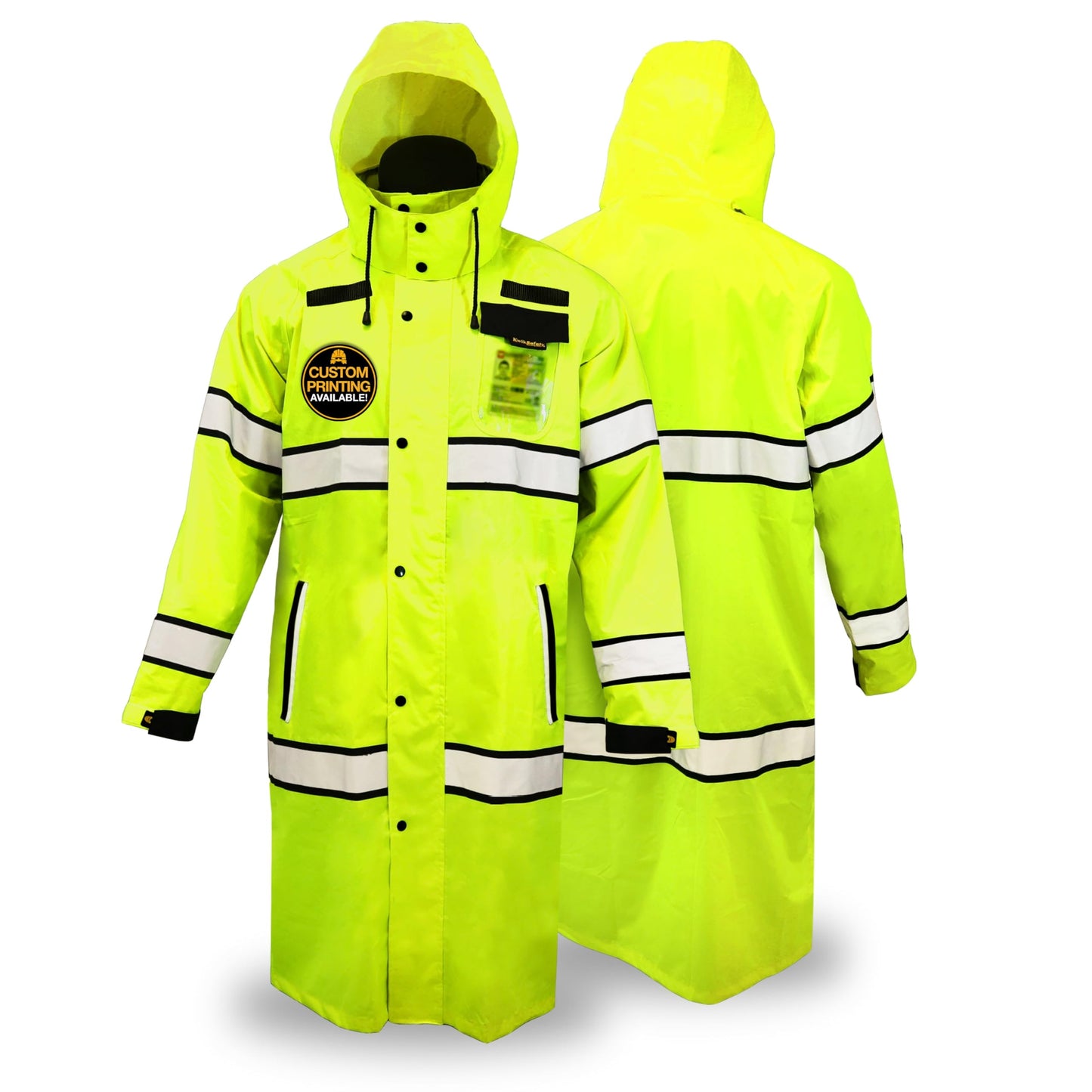 KwikSafety - Charlotte, NC - TORRENT TRENCH High Visibility Rain Gear - Class 3 ANSI OSHA Reflective Weather Proof HiVis Safety Jacket/Yellow Medium