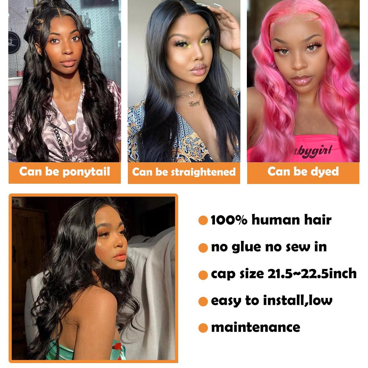 FASCARA 13x4 Body Wave Lace Front Wigs Human Hair Pre Plucked 180% Density HD Transparent Lace Frontal Wigs Human Hair for Women 9A Glueless Wig Human Hair with Baby Hair 18 Inch Natural Color