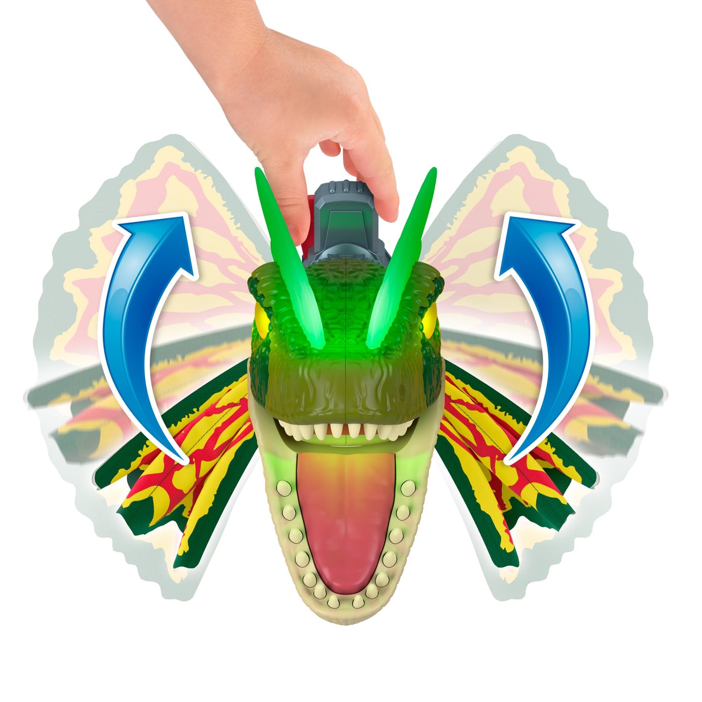 Fisher-Price Imaginext Jurassic World Dinosaur Toy Thrash Attack Dilophosaurus 16+ Inch with Lights & Sounds for Pretend Play Kids Ages 3+ Years