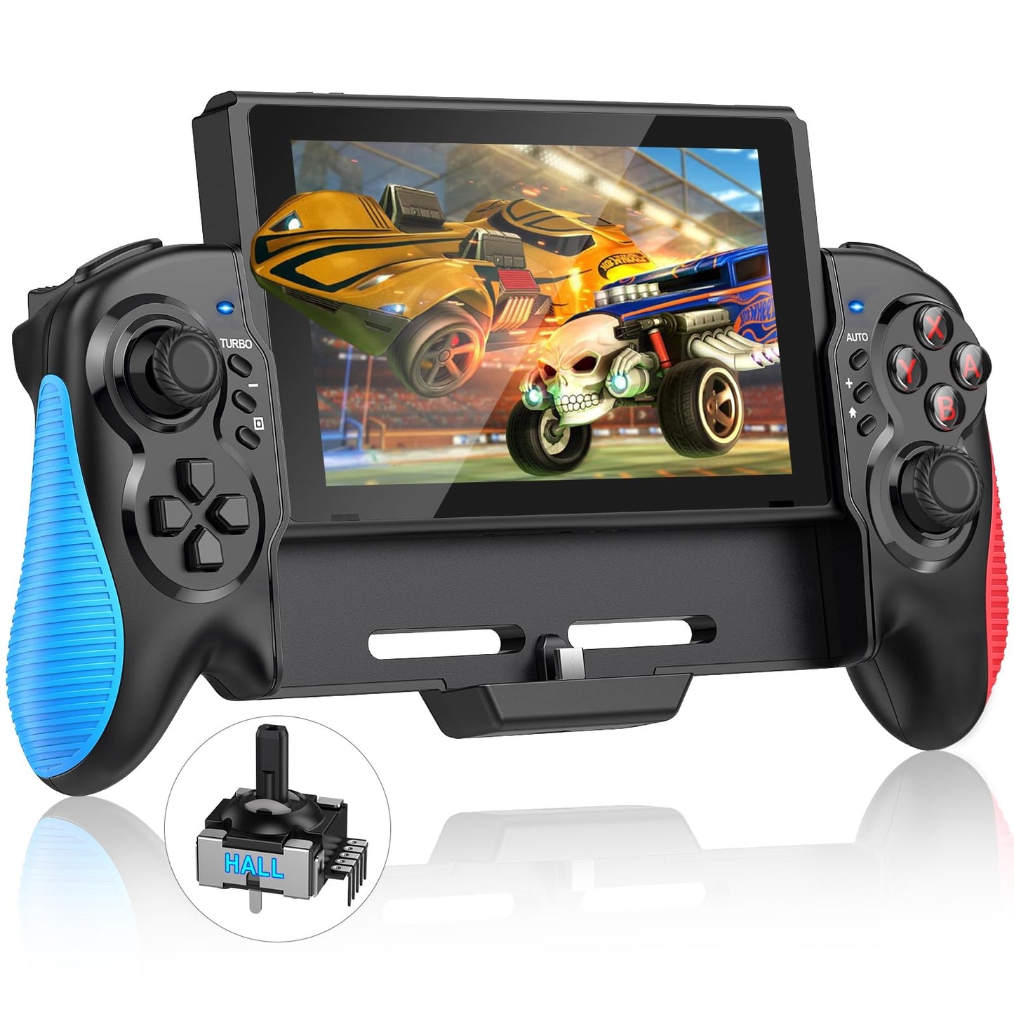Gammeefy Switch Controller for Switch/OLED, Hall Effect One-Piece Joypad Controller Replacement for Switch Pro Controller, Switch Controllers Remote with Adjustable Turbo and Dual Motor Vibration