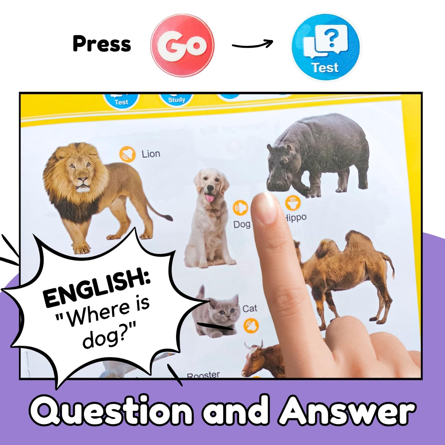 ZeenKind English Learning Talking Book for Kids 3 4 5 6 Years Old, 300+ Words Interactive Audio Sound Books for Toddlers, Early Learning Educational Electronic Musical Toy