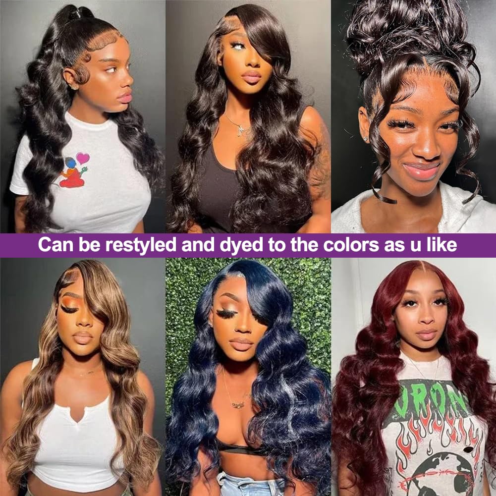 Uonoco 360 Lace Front Wigs Human Hair Pre Plucked 360 HD Full Lace Frontal Black Wigs Human Hair Pre Plucked Body Wave Transparent Lace Front Wigs Human Haiir for Women With Baby Hair 20 Inch