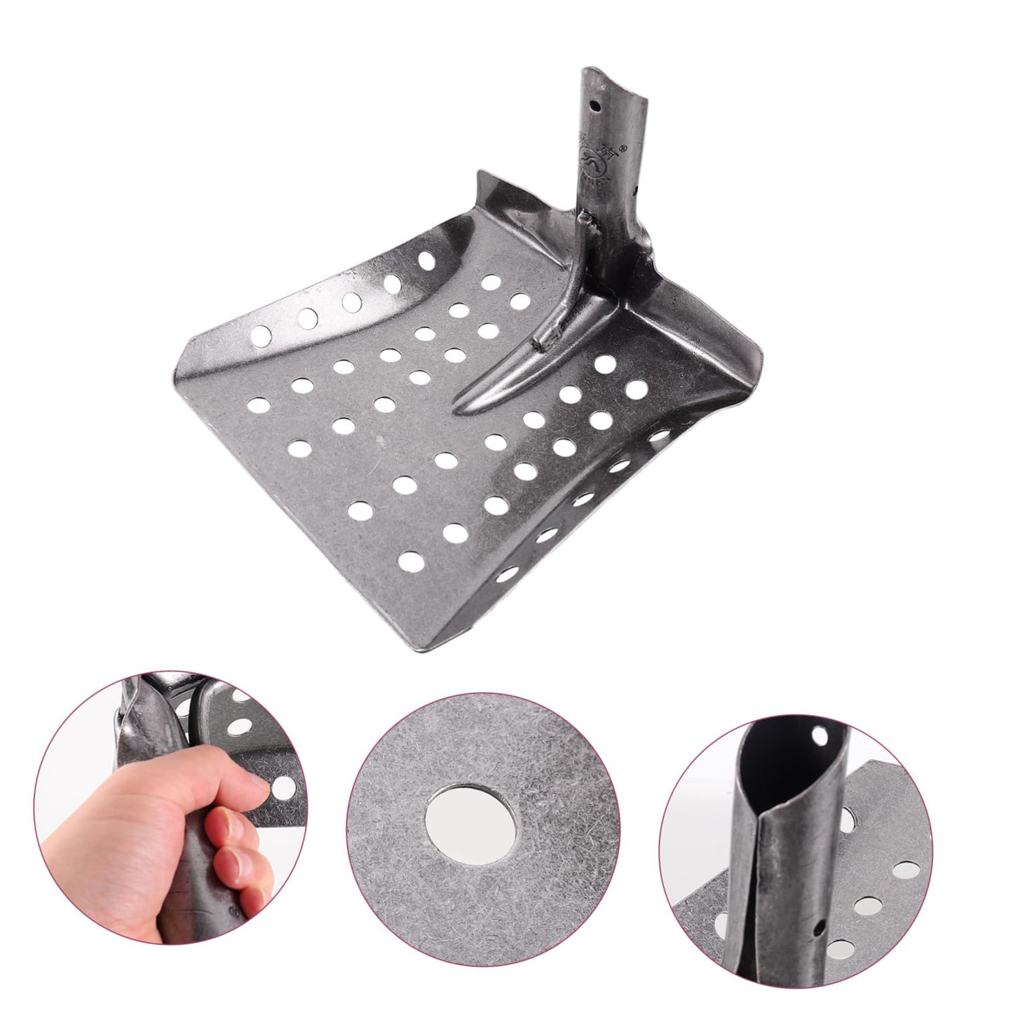 Garden Shovel Leak Hole Shovel Mud Sifting Shovel Sewer Sifting Shovel Garden Shovel Silver Metal Iron Square Sieve Shovel Square Sifting Shovel Metal Sifting Shovel Tool