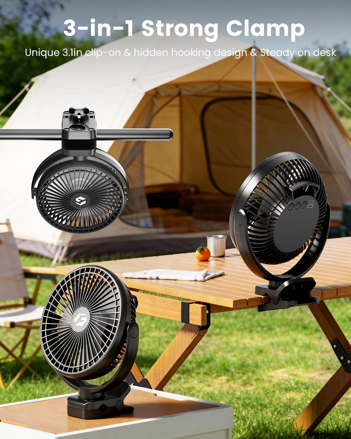AVAVO 40000mAh Clip on Fan for Golf Cart, 150H Working Time Portable Rechargeable Fans with LED Timers - 8-Inch Battery Powered Fan for Travel Indoor Desk Tent, Golf Accessories Gifts for Men Dad Him
