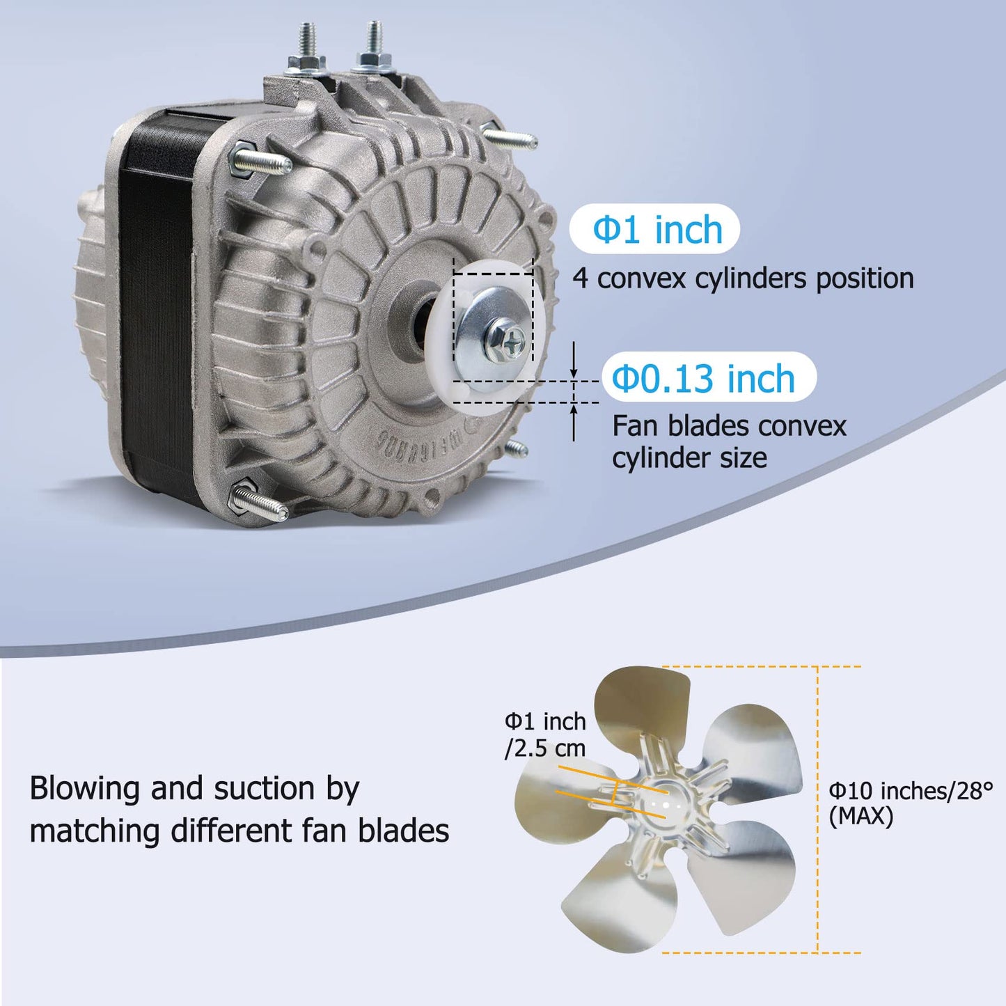 YZF18-25 Fan AC Motor 120V 18W 1.01A 60Hz Shaded Pole Condenser Motor Replace YZF10-20 YZF6-13 W0301905 for Refrigeration Equipment Radiator Evaporator Freezer, Small Ventilation Equipment 1550rpm