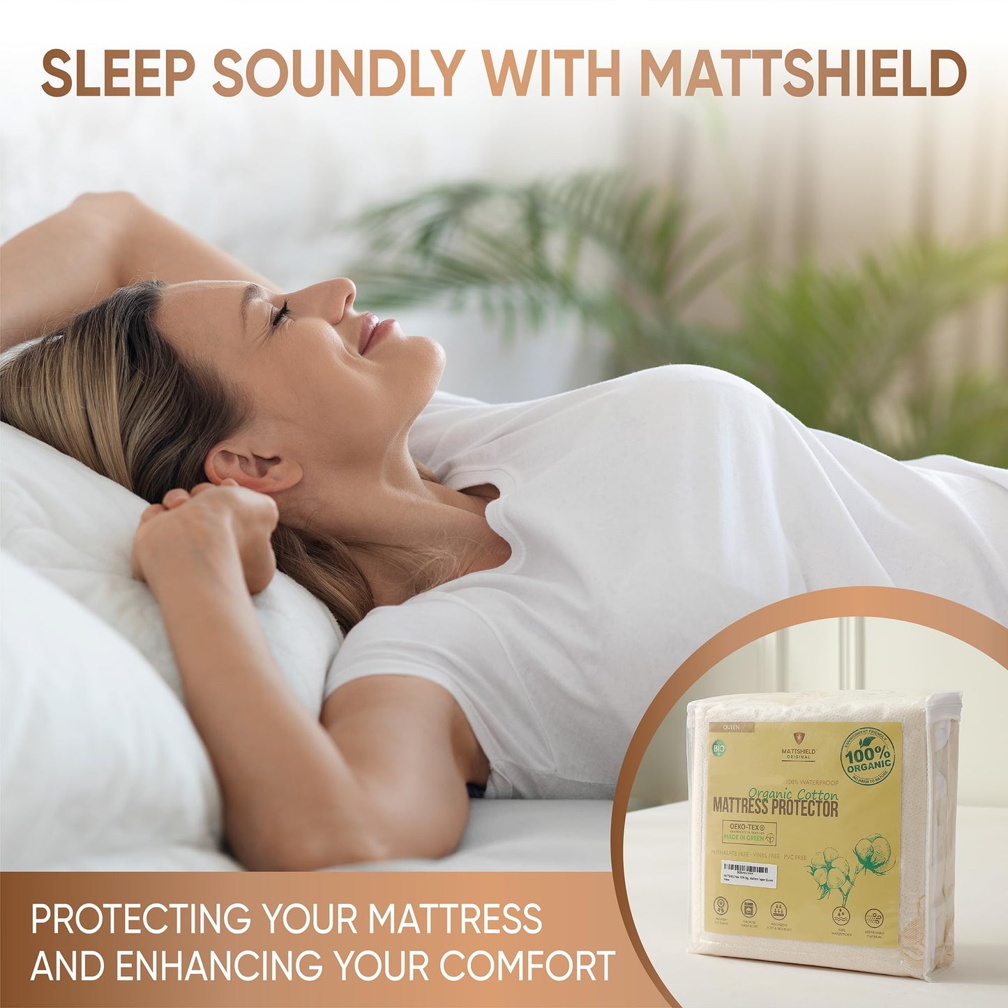 Waterproof Organic Mattress Protector Full - Organic Cotton Breathable Mattress Pad Cover - 250 GSM Comfort - Deep Pocket - Fitted Comfort