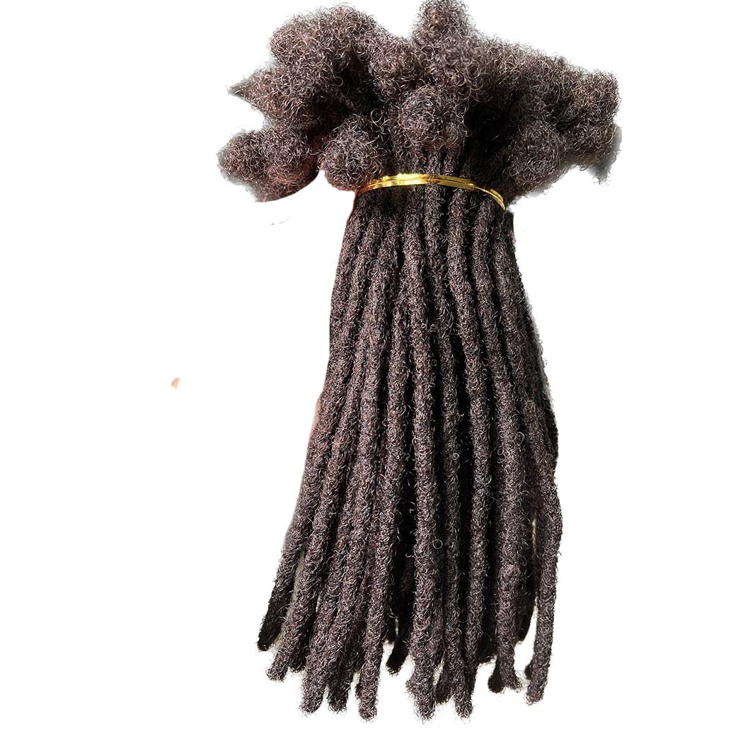 YOTCHOI Human Hair Permanent Dreadlocks Extension Handmade Locs Small Size(diameter 0.4cm) 20 Strands/pack 10inch Dark Brown #2