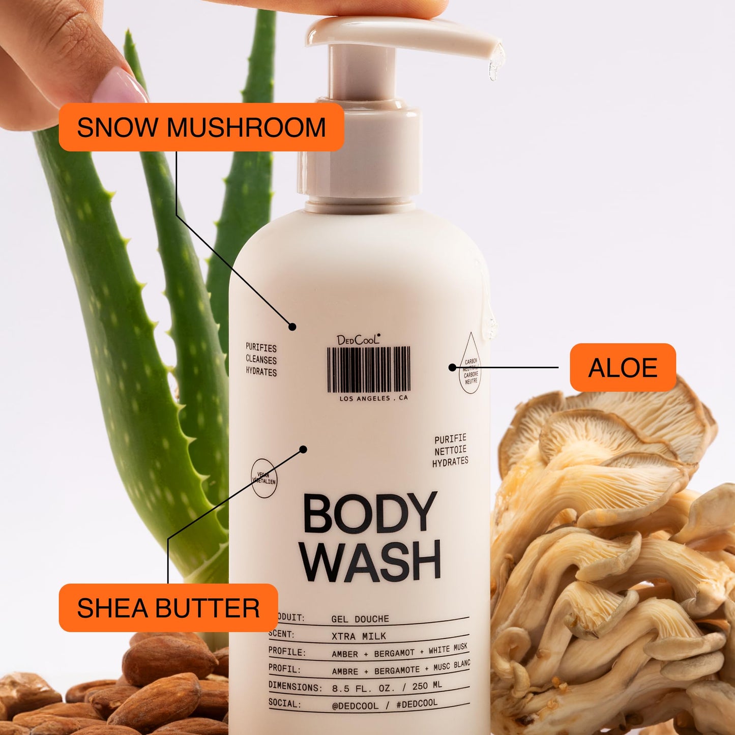 DedCool Xtra Milk Body Wash Refill – Hydrating & Skin Barrier-Boosting Formula with Snow Mushroom, Shea Butter, and Aloe | Non-Toxic, Vegan, Carbon-Neutral