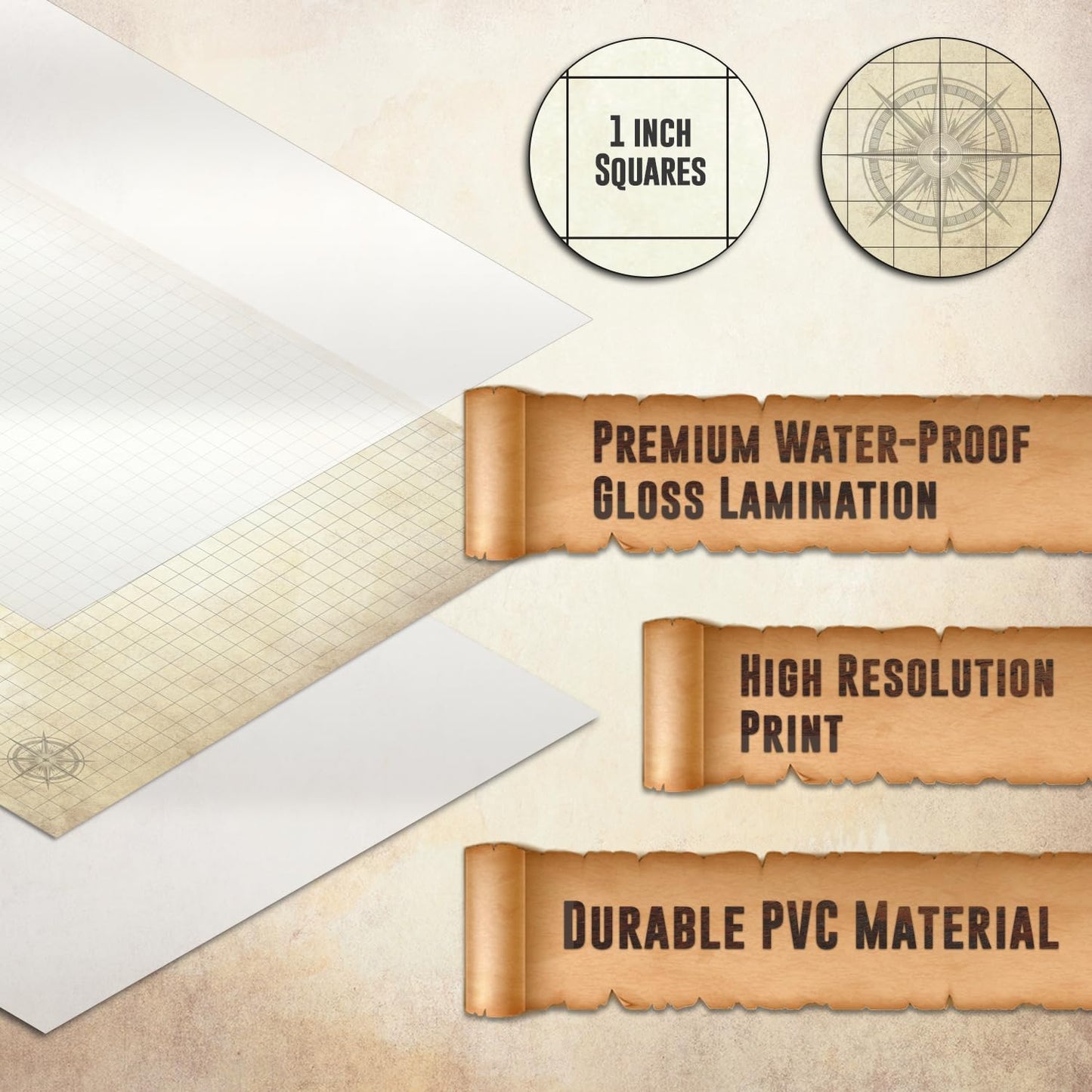 Melee Mats DND Map Starter Kit for Dungeons & Dragons Game - 35” x 48", Wet/Dry Erase Battle Terrain Grid - Ultimate Tabletop Gaming Experience with Accessories