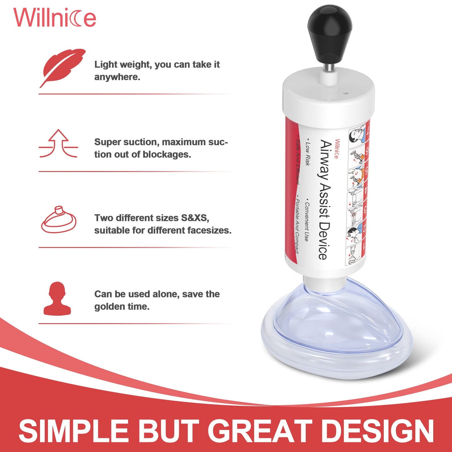 4pcs Effective Airway Assist Device Works for Removing Foreign Material, Portable Assist Kit for Child and Adults - GY Provided Travel & Home Kit