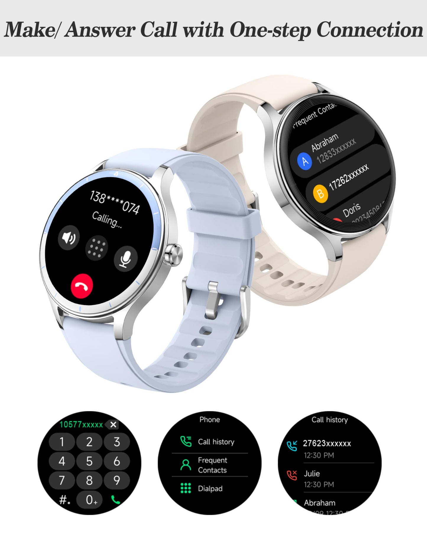ZOSKVEE Smart Watch, 41mm Fitness Tracker, Answer/Make Calls, Digital Smartwatch with Heart Rate/Stress/Sleep Monitor, AI Voice, IP68 Waterproof Watch Calculator, Calendar, Games for Lady Women & Men