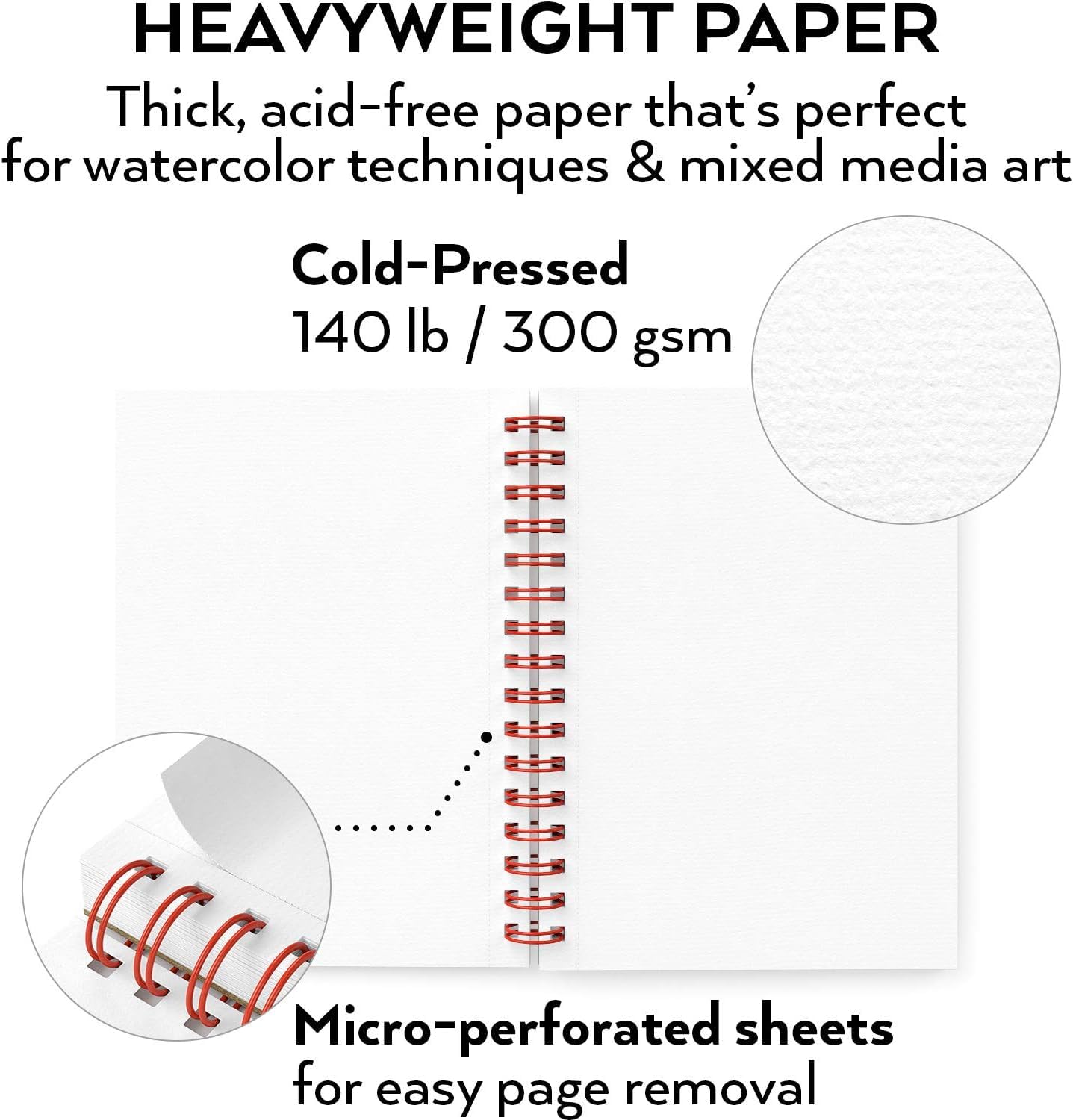 ARTEZA Watercolor Pad, Pack of 3, 5.5x8.5", 90 Sheets, 140lb/300gsm, Cold Press, Acid-Free, Art Supplies for Watercolor Techniques and Mixed Media