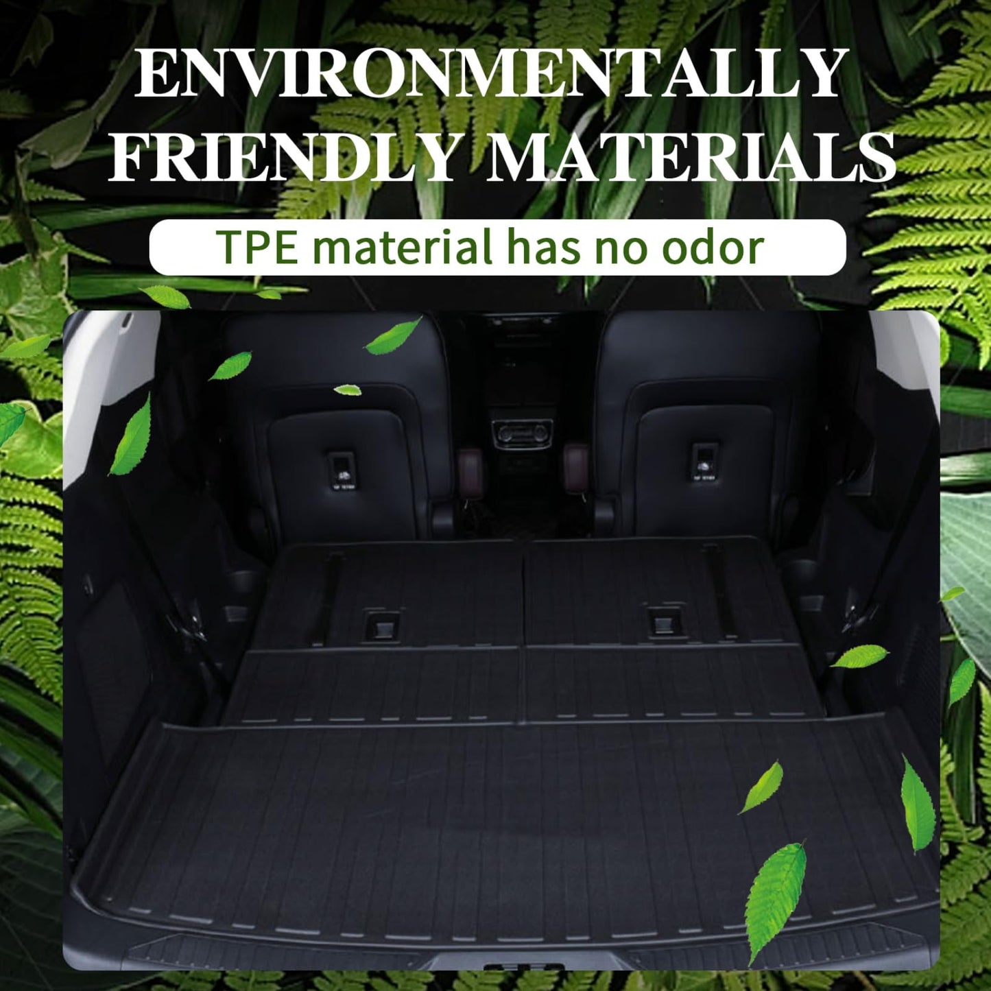 Actkill Cargo Mat & Backrest Mats Compatible with Volkswagen VW Tiguan 2018-2024 7 Seats(Not fit 5 Seats) - Black TPE All Weather Waterproof Rear Cargo Liner Rear Trunk Liner Back Seat Cover Protector