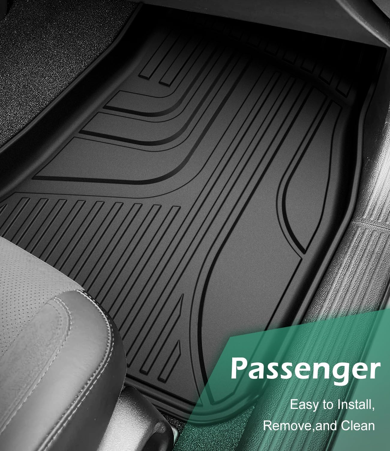 AOMSAZTO Floor Mats Fit for 2015-2023 Dodge Challenger RWD - All Weather Custom TPE Floor Liners Full Set Include 1st and 2nd Row Front & Rear