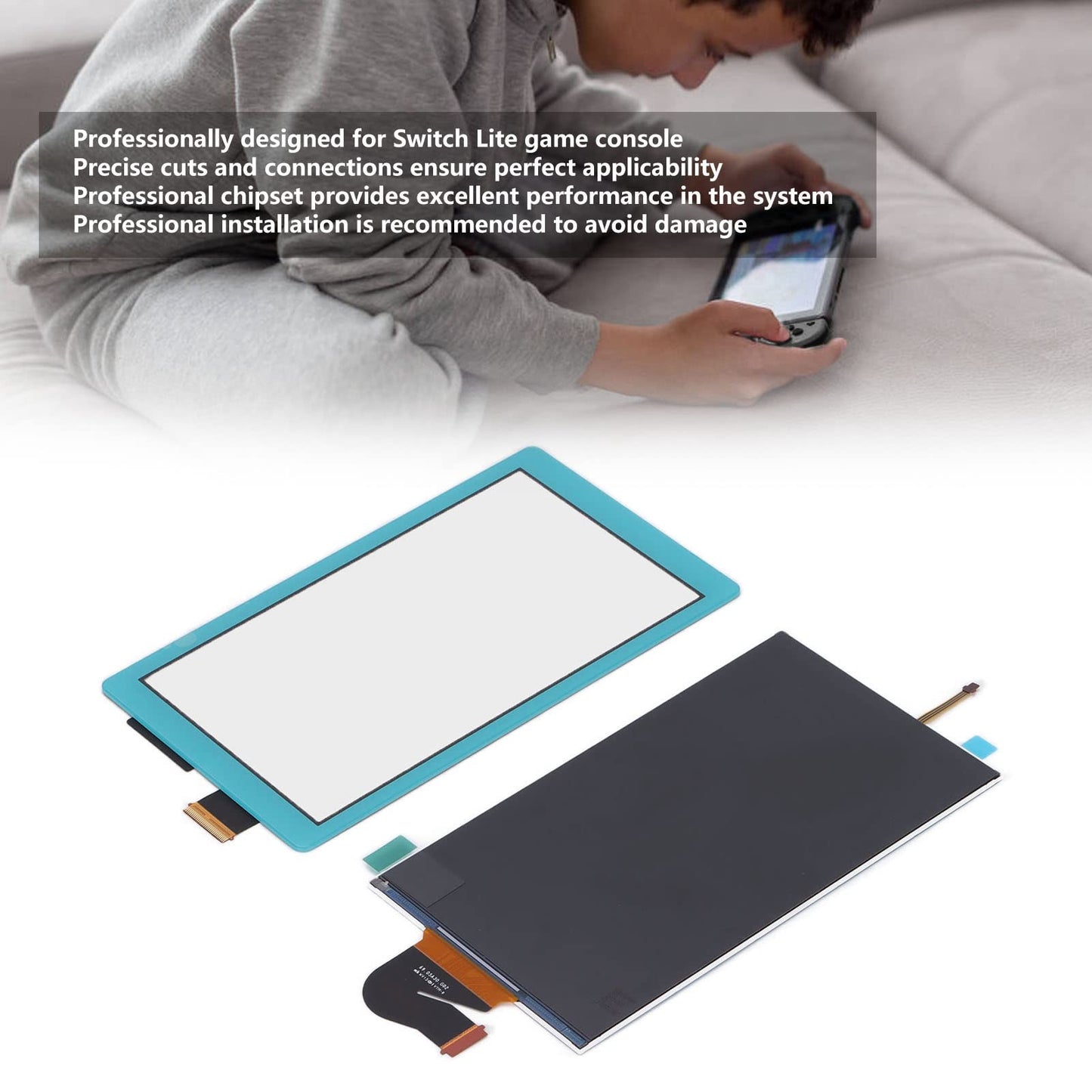 Switch Lite LCD Replacement Screen for Switch Lite Glass Abs Replacement LCD Display Screen for Switch Lite Replacement LCD Display Panel Repair Parts for Switch Lite (Blue)