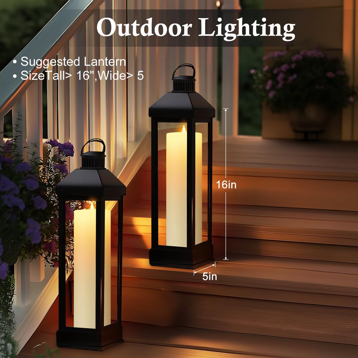 14" x 4" Large Outdoor Candles, Waterproof Flickering LED Flameless Candles with Timer, Battery Operated Candles with Remote Control Realistic Fake Pillar for Patio Porch Lanterns, Ivory 2 Pack