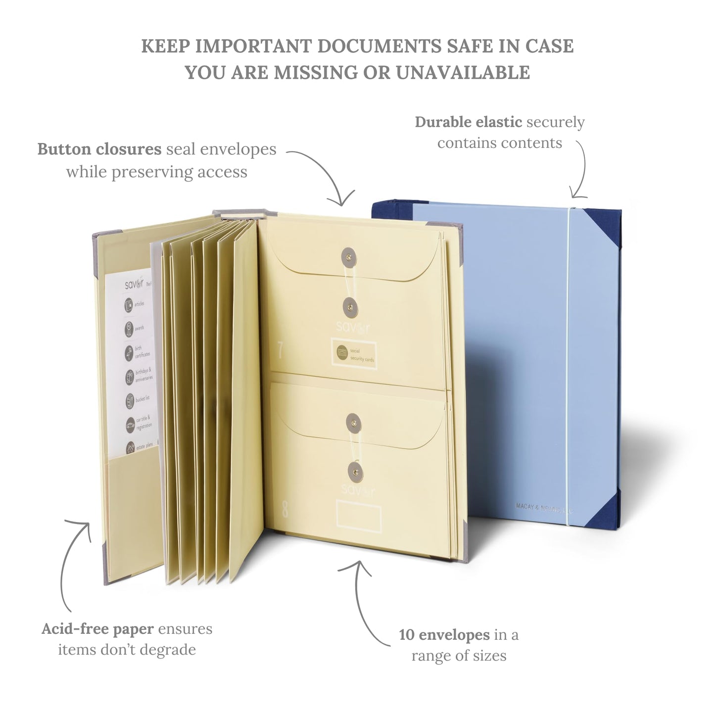 Savor | The Folio Document Organizer™ | Custom Dyed Cloth Bound Expanding File Folder for Important Papers, Emergency Binder, Birth Certificates, Social Security Cards, Passports, Photos, and Letters
