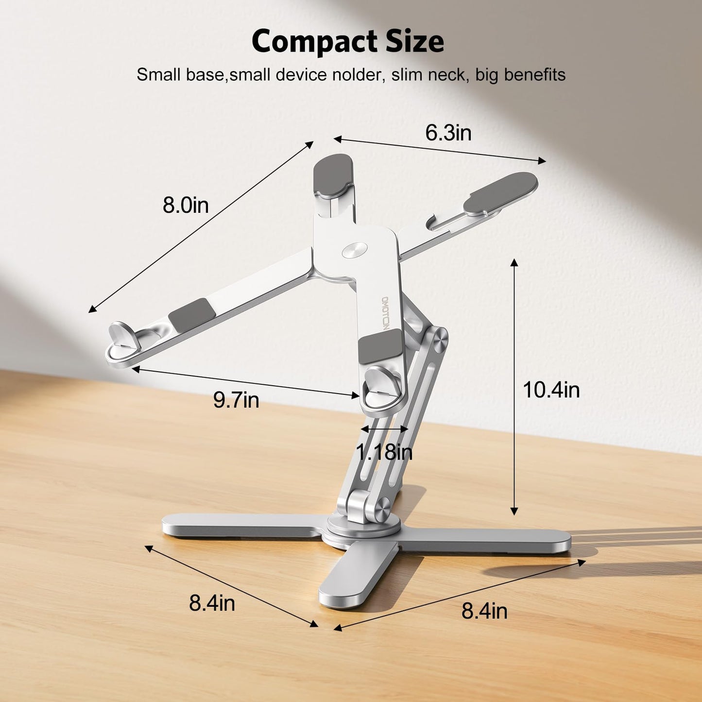 OMOTON 360 Rotating Laptop Stand Riser for Desk, Ergonomic Foldable Computer Stand Adjustable Height Angles for Collaborative Work, Easy Storage Fit Macbooks,All Laptops up to 16 inches, Silver