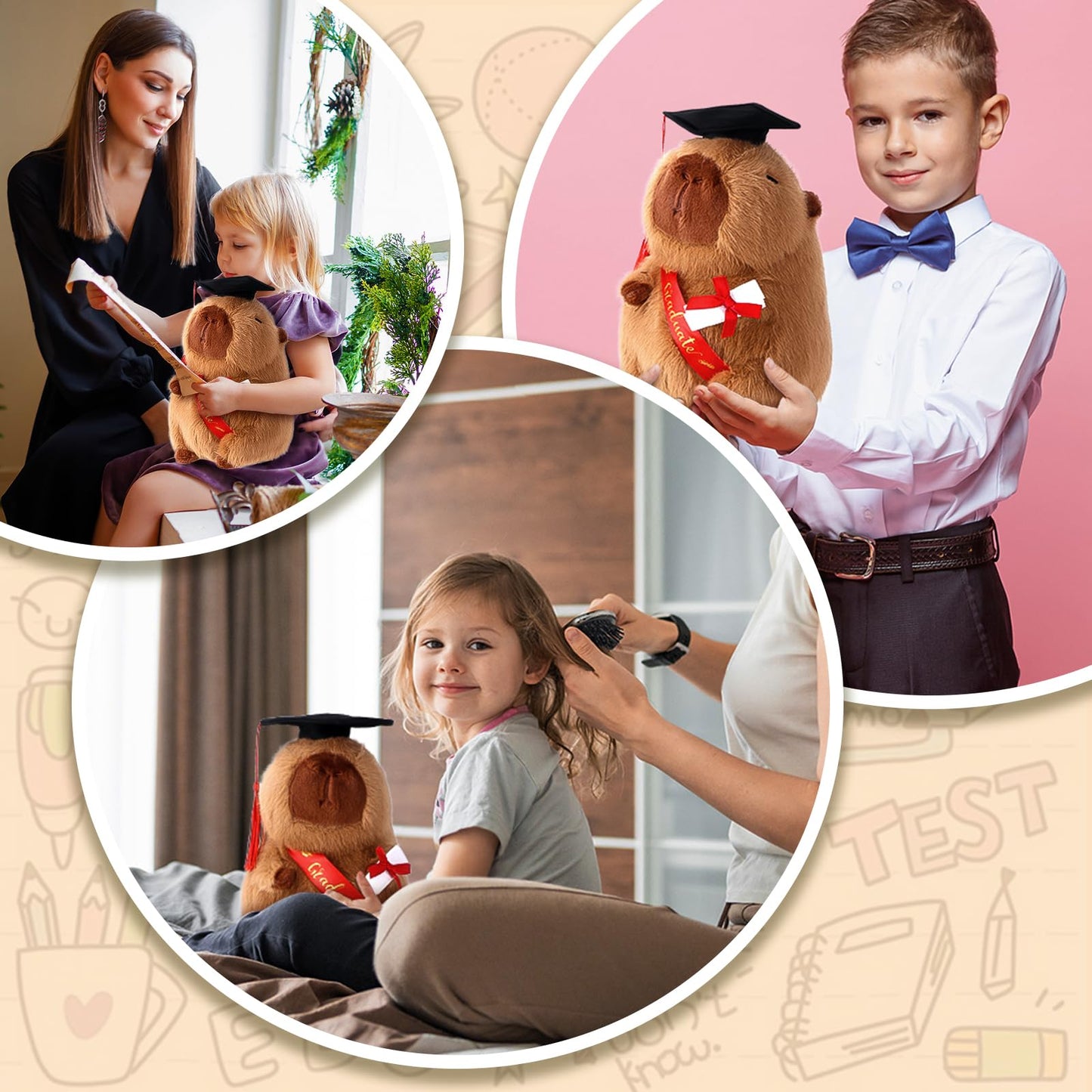 CHDBLOCK Graduation Capybara Plush Gift Set Include Stuffed Animal Capybara with Gown Cap with Graduation Gift for Him Her(Brown)