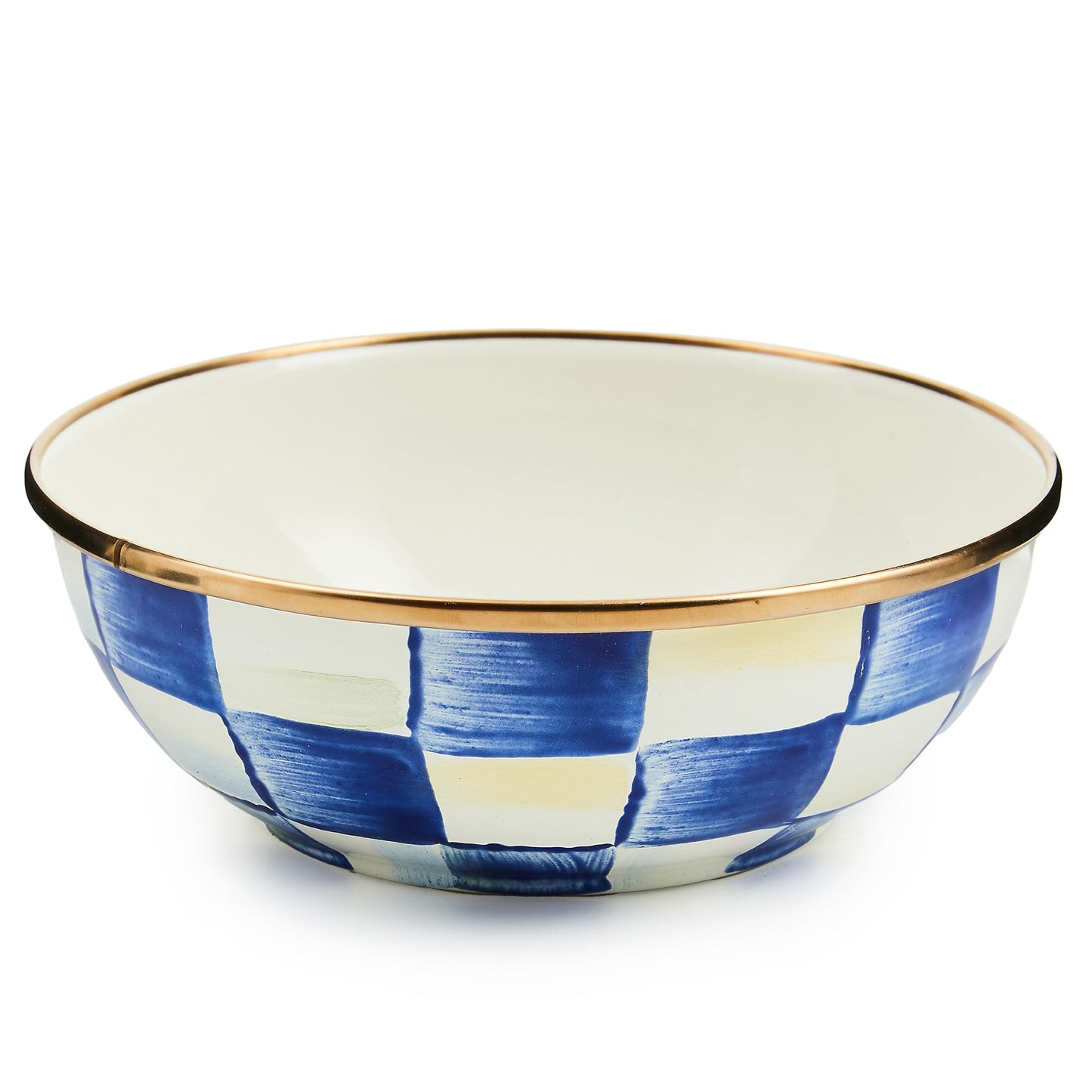 MACKENZIE-CHILDS Enamel Everyday Bowl, Serving Bowl for Entertaining, Extra Small, Blue-and-White Royal Check