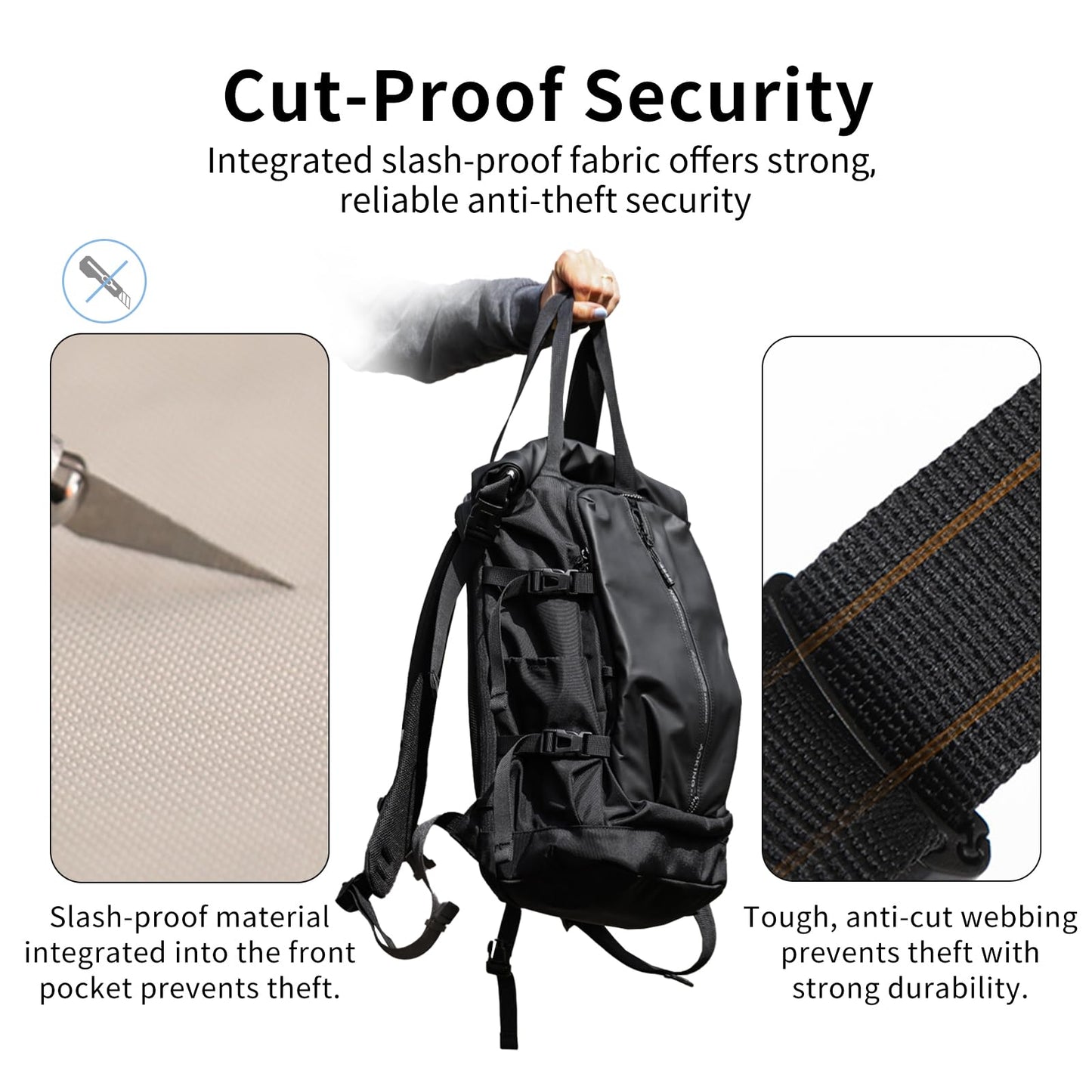 McBecdy Rolltop Backpack, Travel Rucksack for Men Women, Anti Theft Backpacks with 15.6-inch Laptop Compartment, Waterproof Casual Daypack for Work, Business, Commuter and College