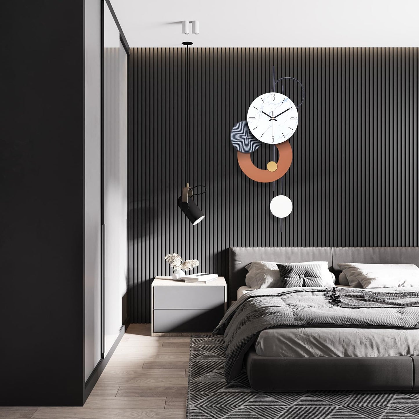 Decorative Wall Clocks for Living Room, Large Modern Metal Clocks Battery Operated Wall Art for Home Big Silent Clock Wall Decor for Living Room/Bedroom/Kitchen/Office,14 * 28 Inch