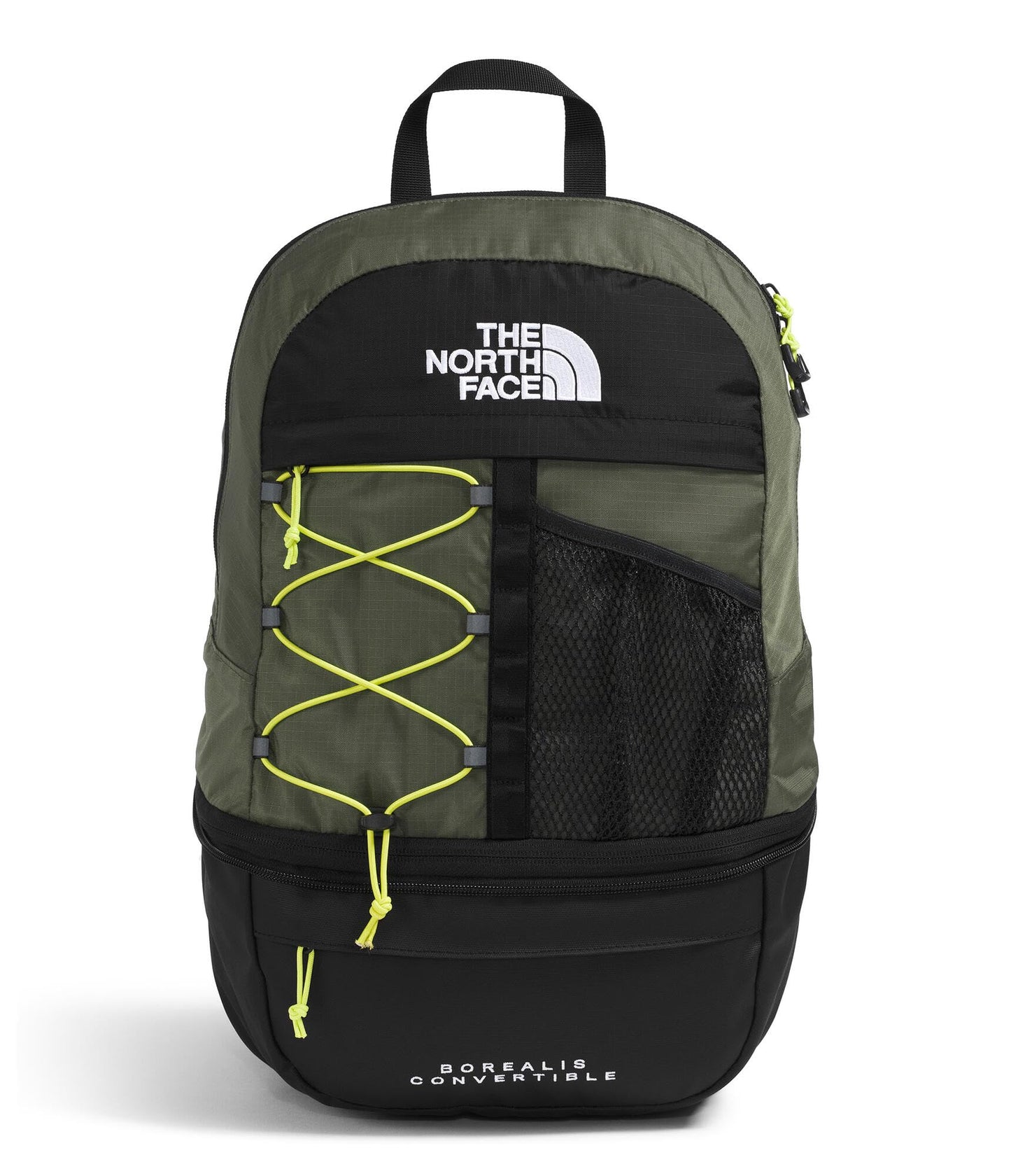 THE NORTH FACE Borealis Convertible Pack | Commuter Laptop Backpack with Removable Lumbar Pack, Water Repellent Finish, New Taupe Green/TNF Black/Fizz Lime, One Size