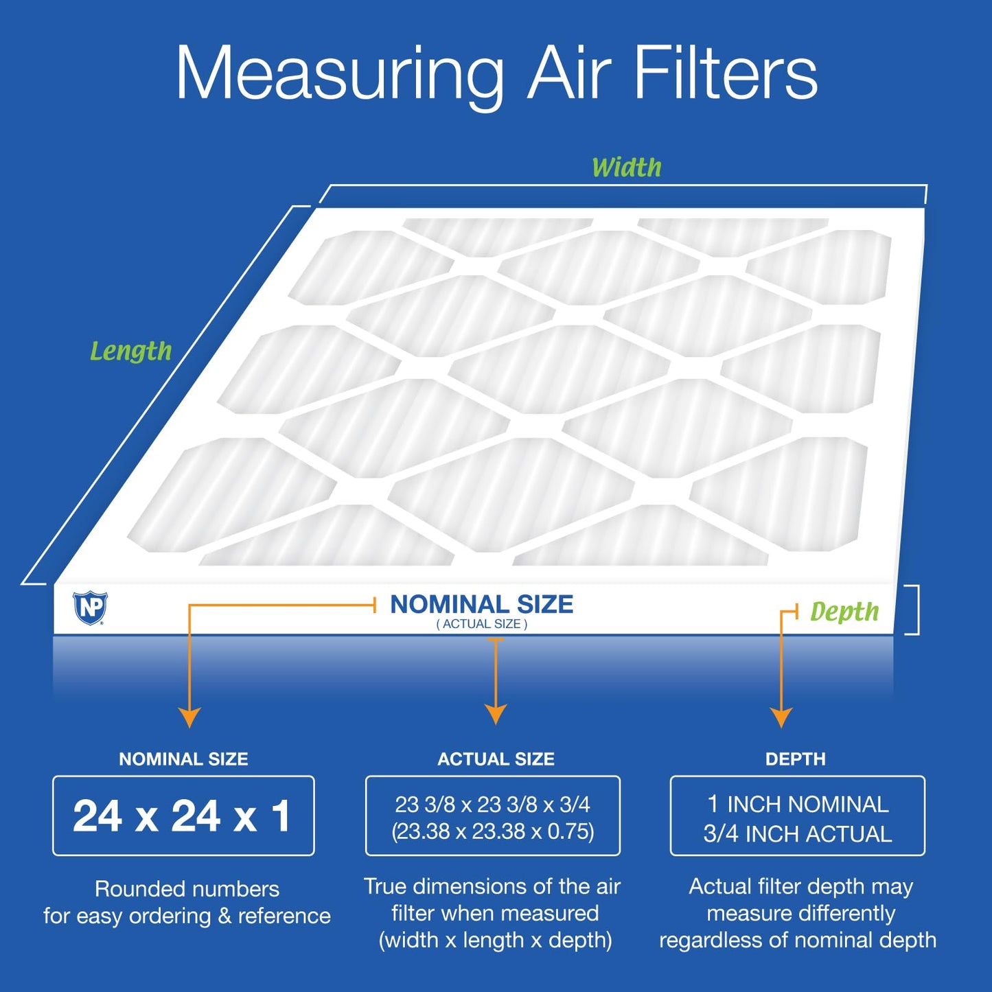 Nordic Pure 24x24x1 (23 3/8 x 23 3/8 x 3/4) Pleated MERV 12 Air Filters 6 Pack