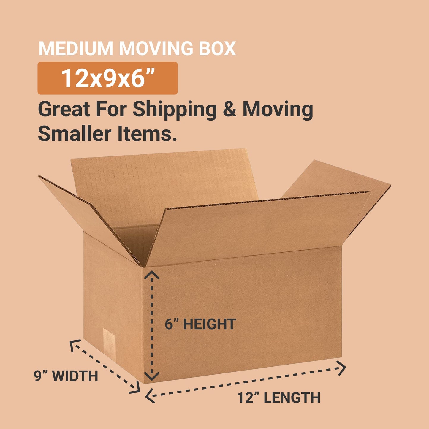 BOX USA Shipping Boxes Small 12"L x 9"W x 6"H 25-Pack - Corrugated Cardboard Box for Moving, Mailing, Packing, Packaging and Storage