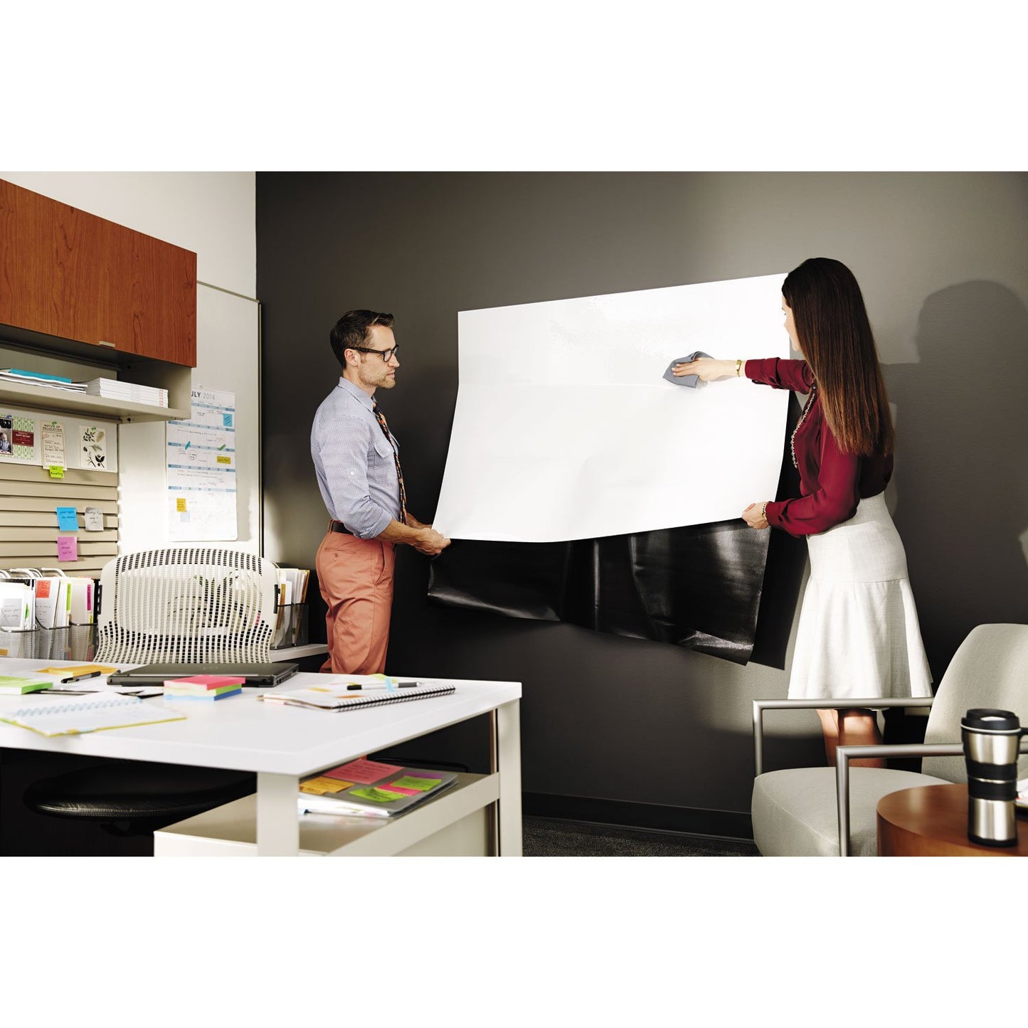 Post-it Dry Erase Whiteboard Film Surface for Walls, Doors, Tables, Chalkboards, Whiteboards, and More, Removable, Stain-Proof, Easy Installation, 4 x 3 ft Roll (DEF4x3)