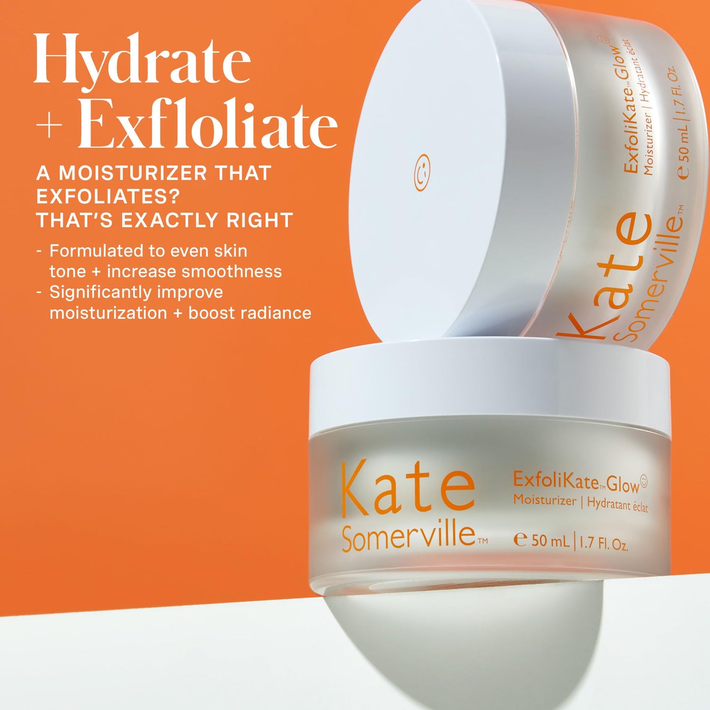 Kate Somerville ExfoliKate Glow Moisturizer – Clinically Formulated Daily Face Cream – Gently Exfoliating and Hydrating, 1.7 Fl Oz
