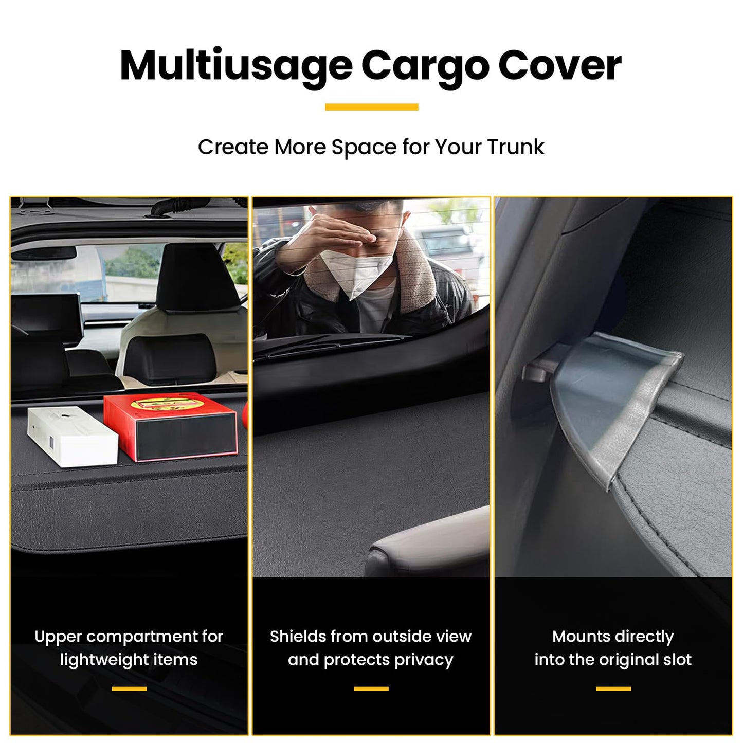 Drytuns Cargo Cover for Honda CRV 2026 2025 2024 2023, Retractable Cargo Trunk Cover for Honda CRV 2023-2026 (Leather - Extension & Straps)