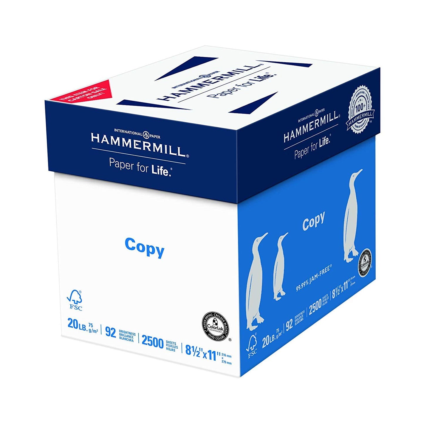 Hammermill Printer Paper, 20 lb Copy Paper, 8.5 x 11-5 Ream (2,500 Sheets) - 92 Bright, Made in the USA, 150600C