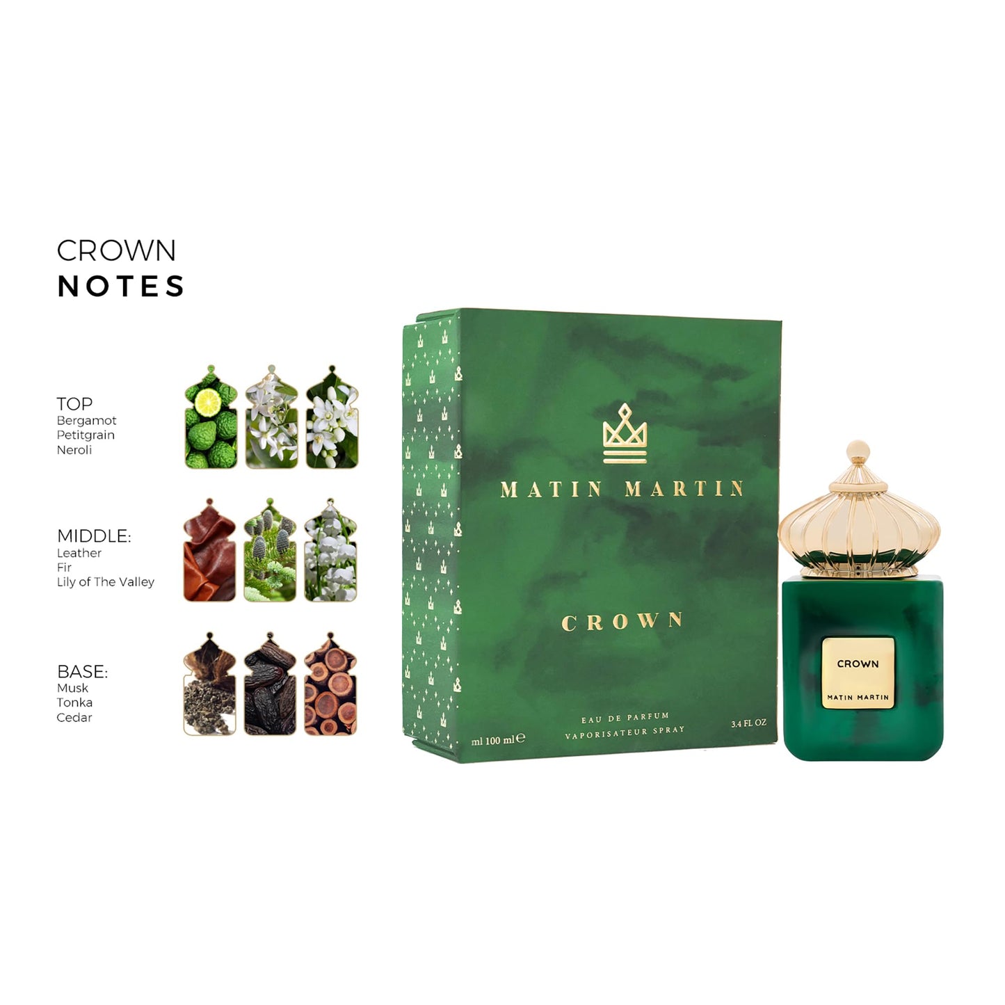 Matin Martin Crown - Spice and Citrus Fragrance For Women and Men - Perfume for Men with Musk Notes - Arabian Perfume for Women - Unisex - 3.4 oz