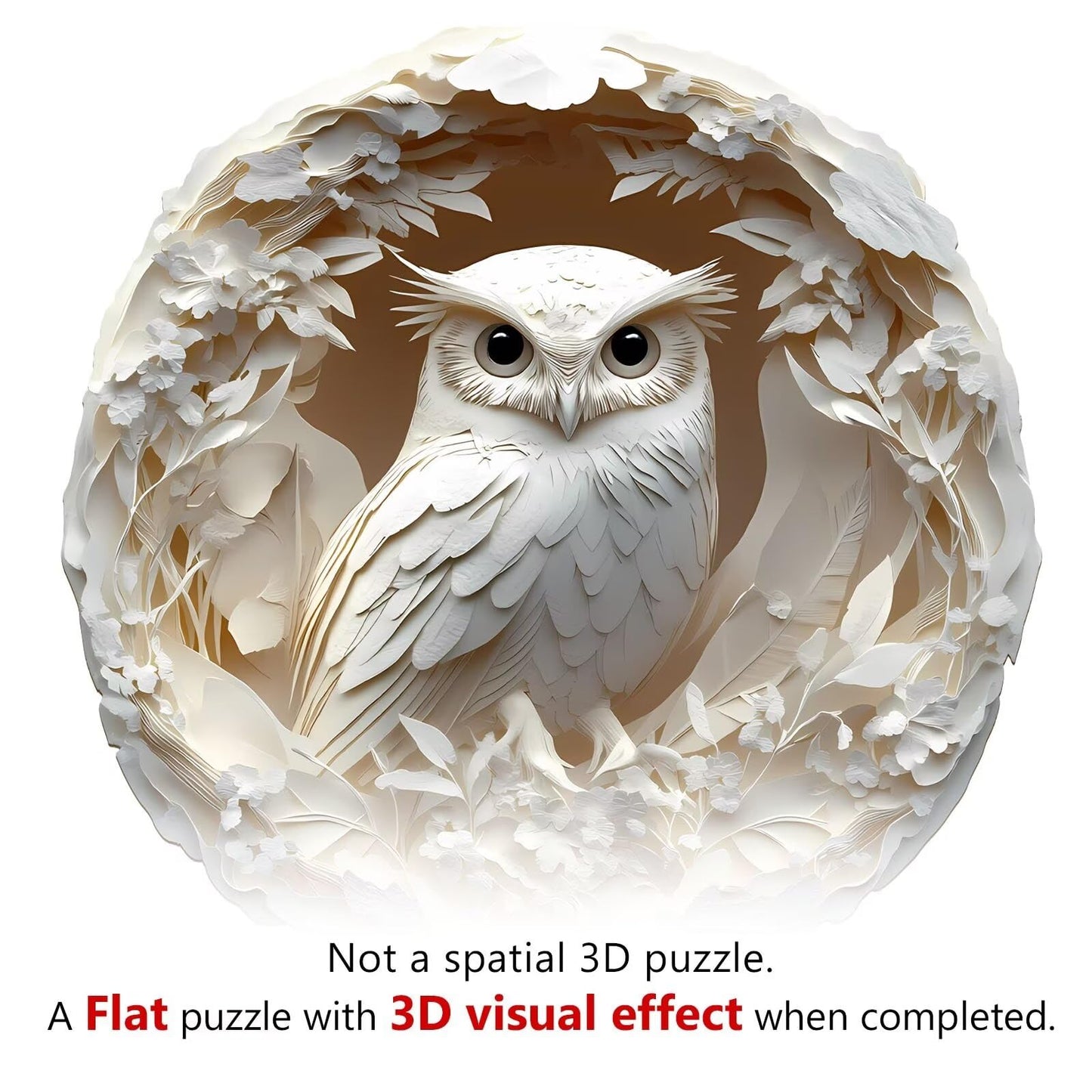 Jollitot Wooden Puzzles Adults, 3D Paper Carved Owl Puzzle 300 Pieces, Unique Animal Shaped Wood Challenging Jigsaw Puzzles Gifts for Adults, 13.4x13.3in