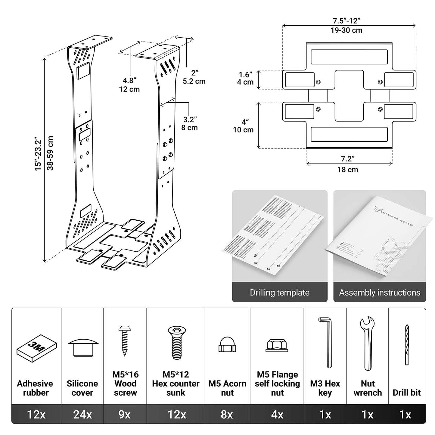 Heavy Duty Under Desk PC Holder – Up to 77 lbs Load Capacity - Adjustable Computer Tower Holder - Under Desk Computer Mount (White)