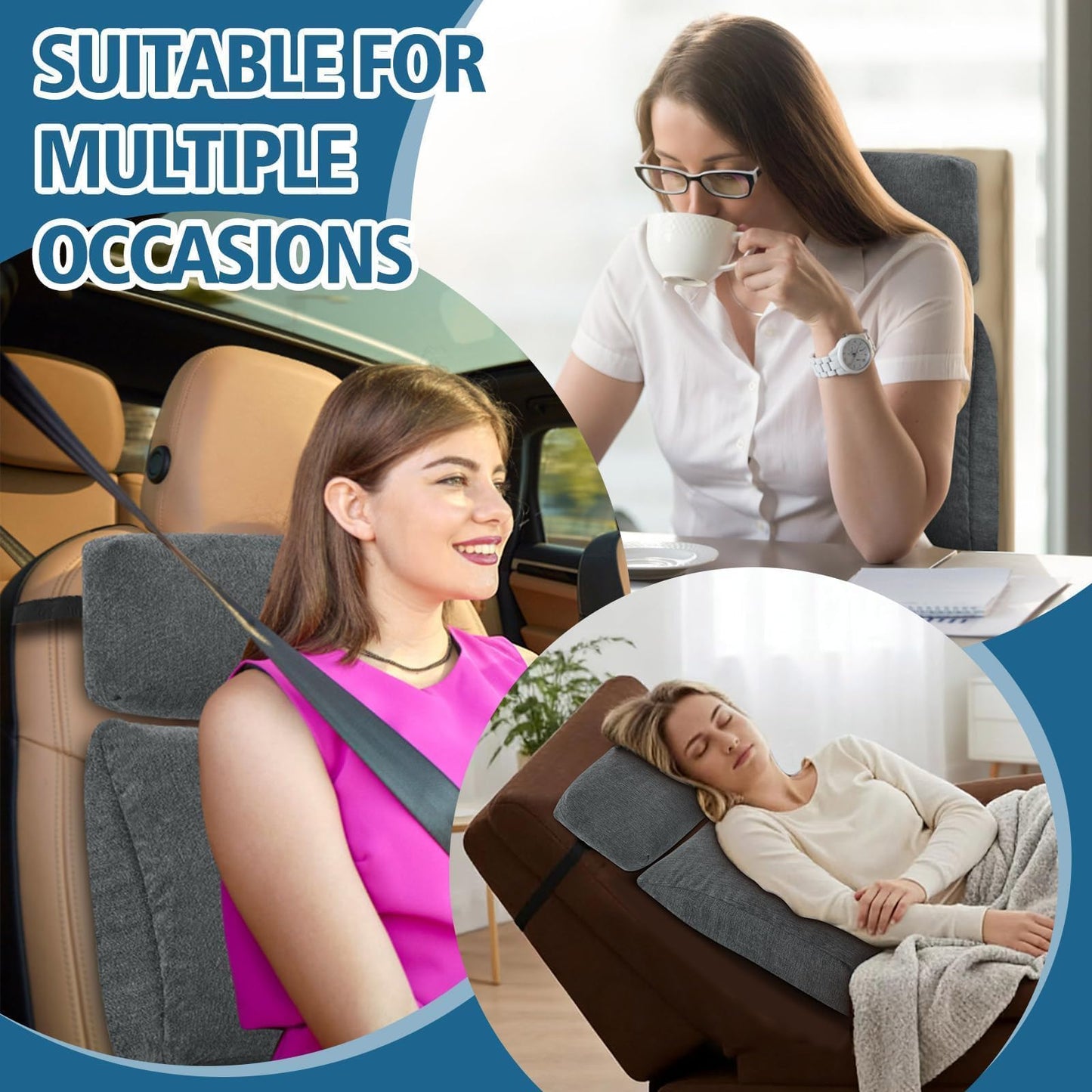 TANYOO Lumbar Support Pillow for Recliner Chair with Headrest, Dual-Layer Large Back Pillow for Deep Couch & Sofa, Memory Foam Lower Back Support Cushion Set for Sciatica Relief Dark Grey