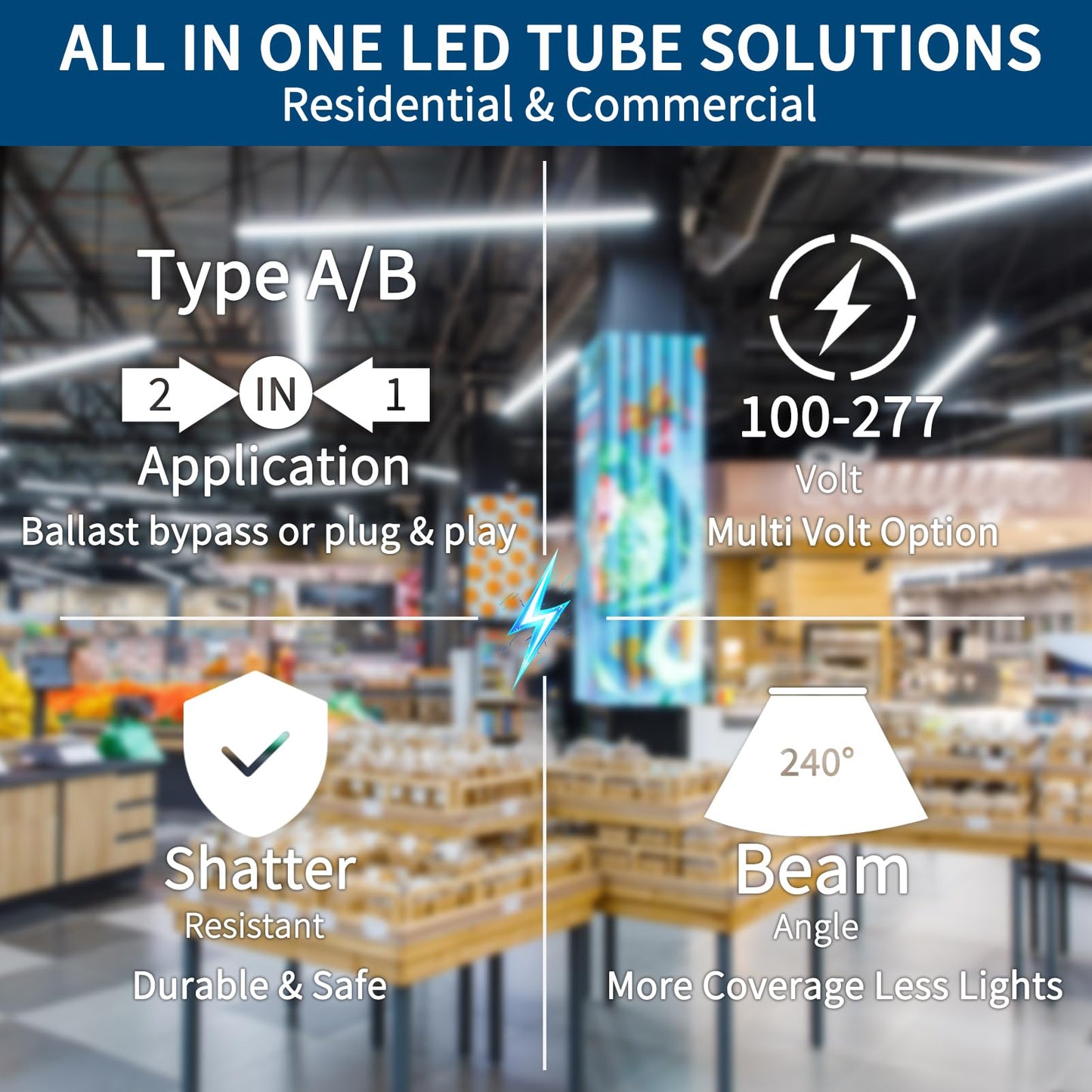 30 Pack T8 LED Bulbs 4 Foot, LED Fluorescent Tube Replacement, 4ft LED Tube Light, Plug&Play or Ballast Bypass, 14W, 2450 LM,5000K Daylight White,Single or Double End Powered, Frosted