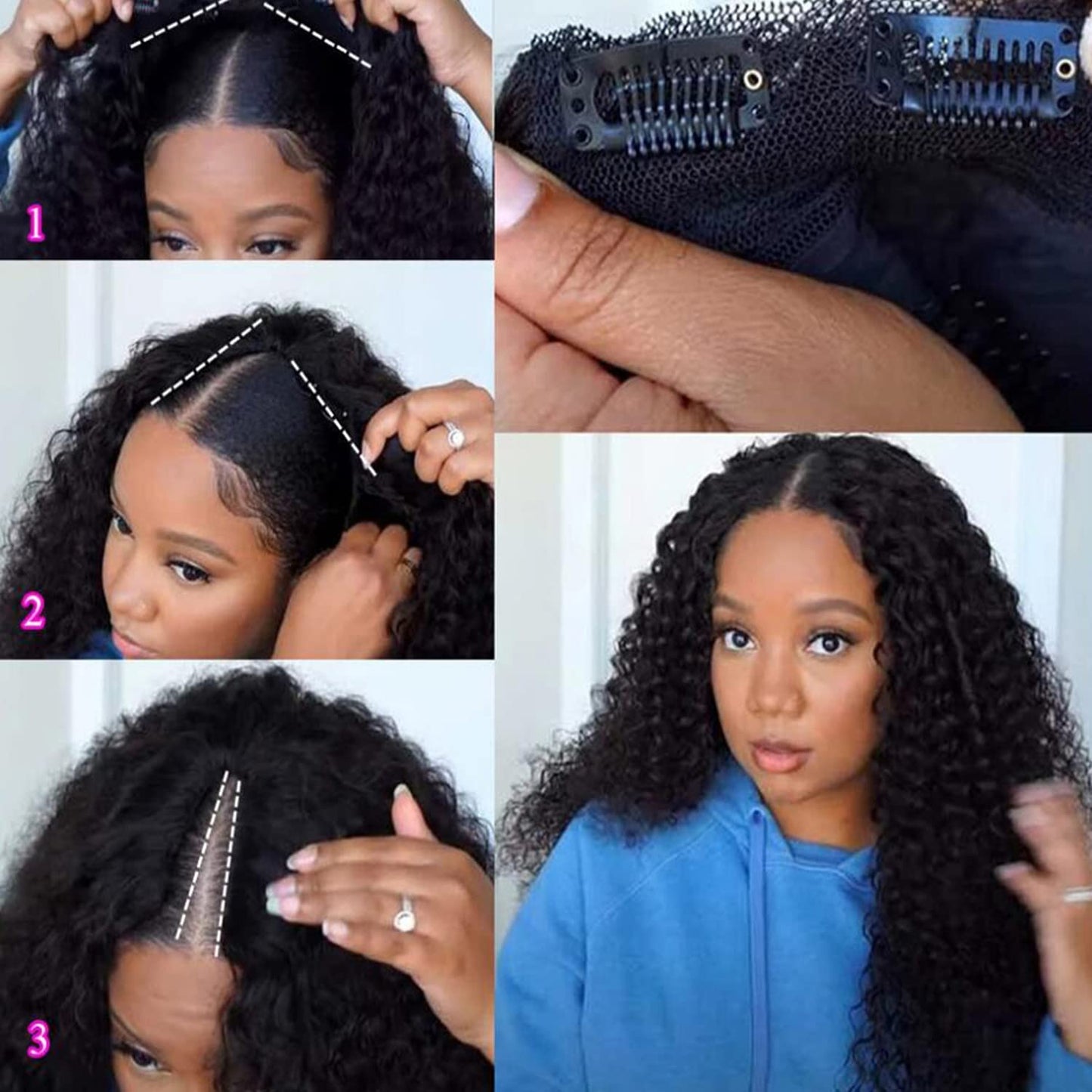 PRIMELACE V Part Wig Human Hair 20 inch Kinkycurly Wig Human Hair Upgrade UPart Human Hair Wig Brazilian Curly V Part Wig 180% Density No Leave Out No Glue