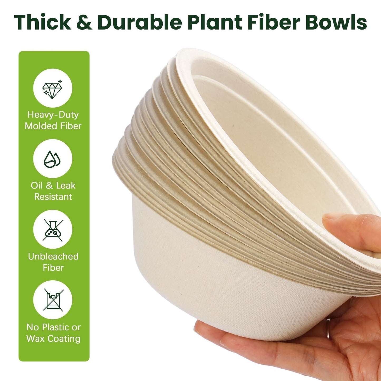 Lzerking 12oz Paper Bowls, 400 Pack - Disposable Compostable Bowls for Parties, Desserts | Microwave & Freezer Safe